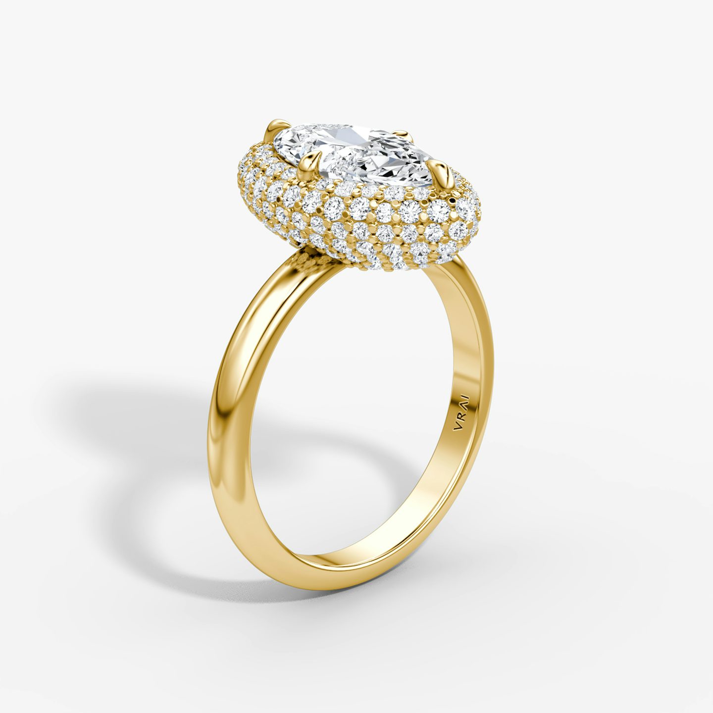 Anillo de compromiso Pavé Bombée | Marquise | 18k | Oro amarillo | bandAccent: Simple | diamondOrientation: vertical | caratWeight: other