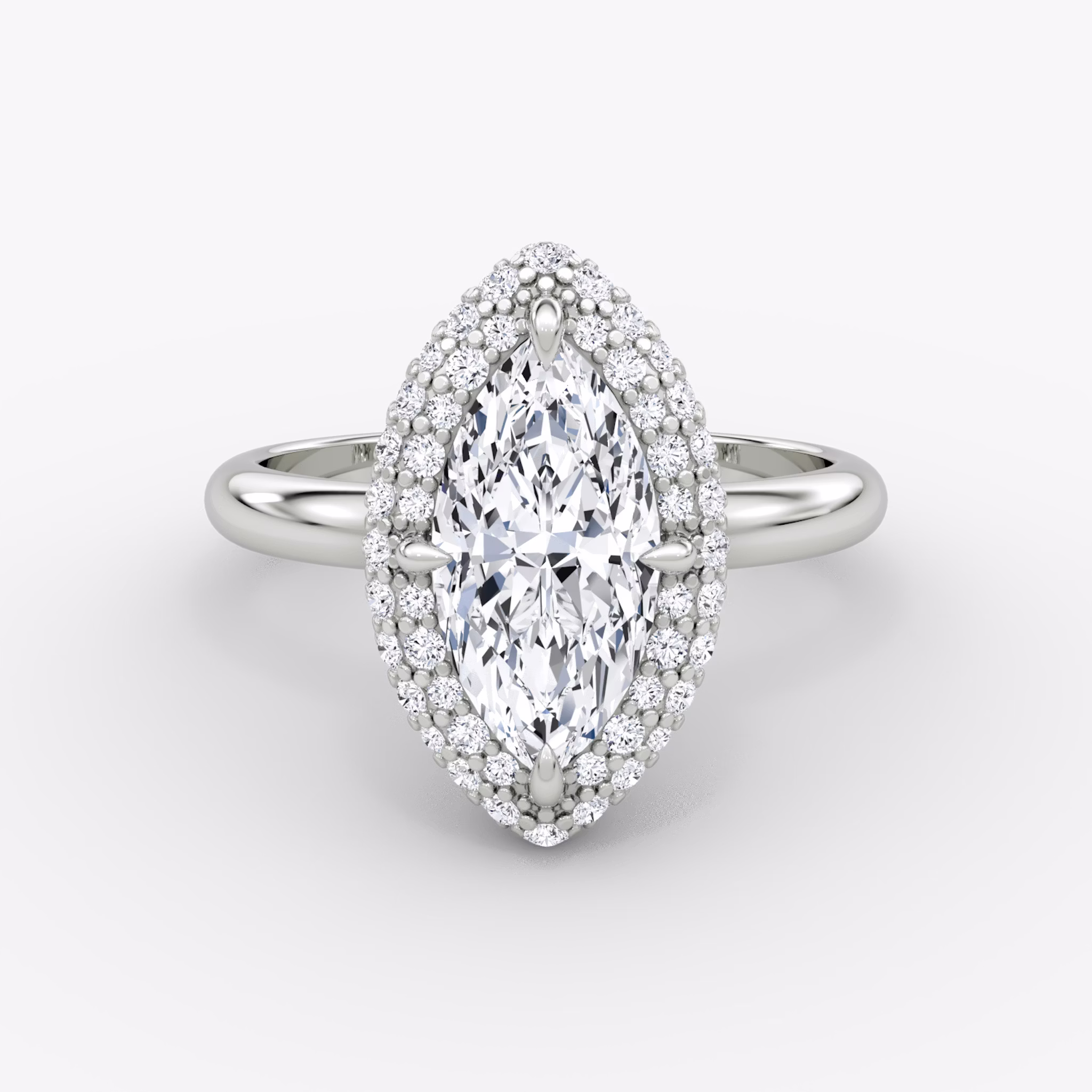 The Pavé Bombée | Marquise | 18k | White Gold | bandAccent: Plain | diamondOrientation: vertical | caratWeight: other