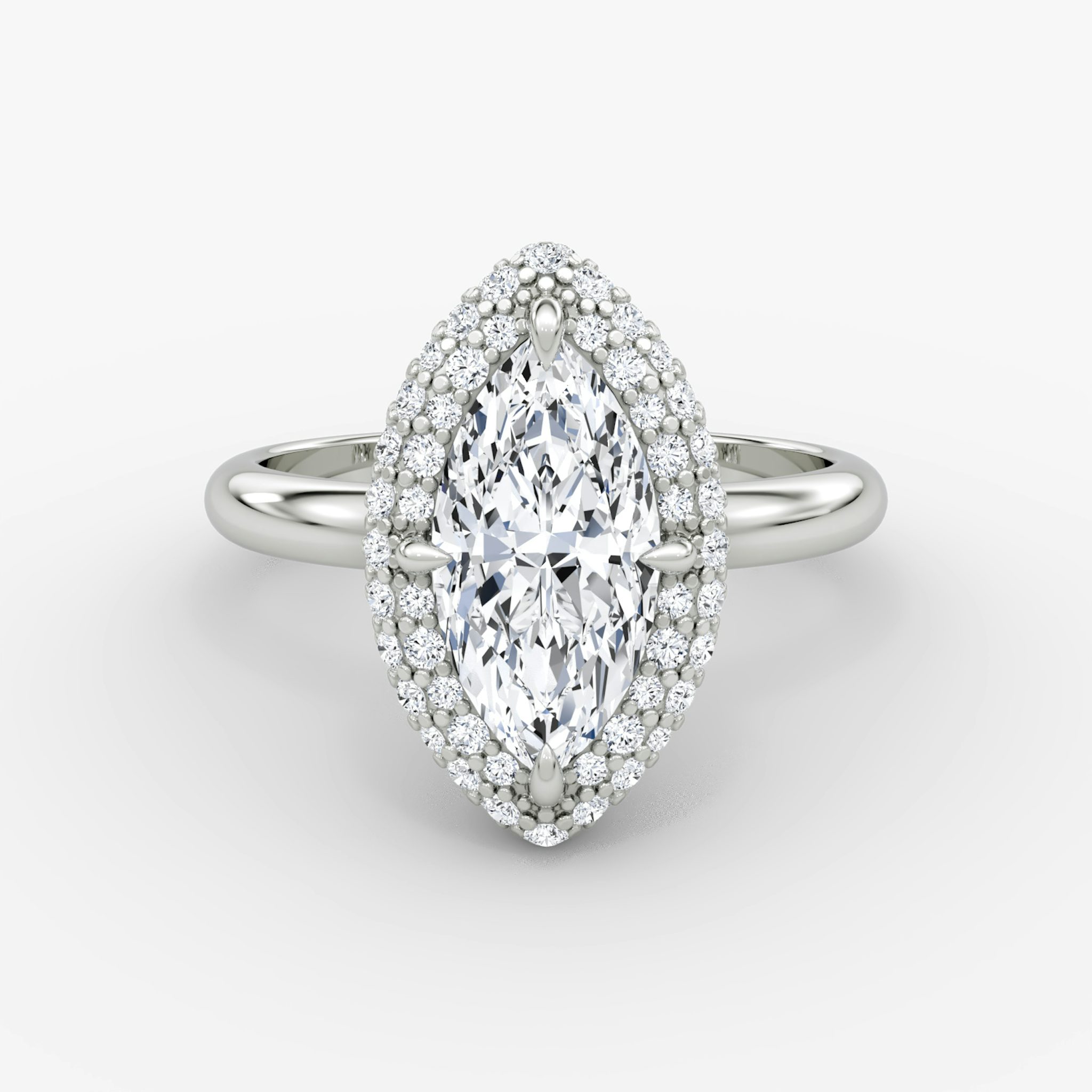 The Pavé Bombée | Marquise | 18k | White Gold | bandAccent: Plain | diamondOrientation: vertical | caratWeight: other
