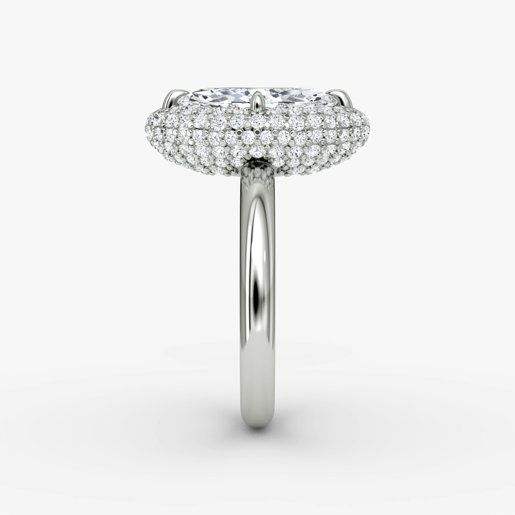The Pavé Bombée | Marquise | 18k | White Gold | bandAccent: Plain | diamondOrientation: vertical | caratWeight: other