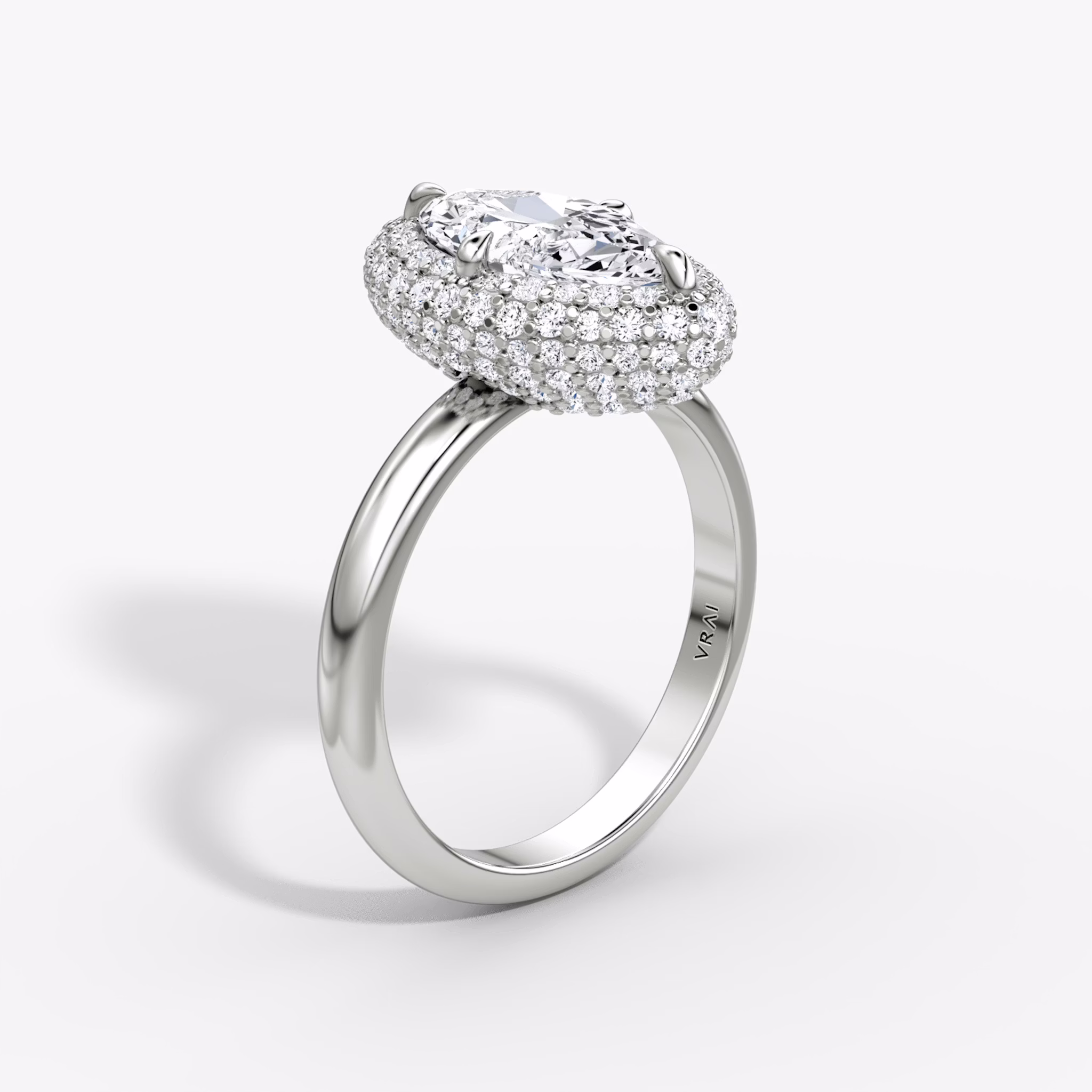 The Pavé Bombée | Marquise | 18k | White Gold | bandAccent: Plain | diamondOrientation: vertical | caratWeight: other