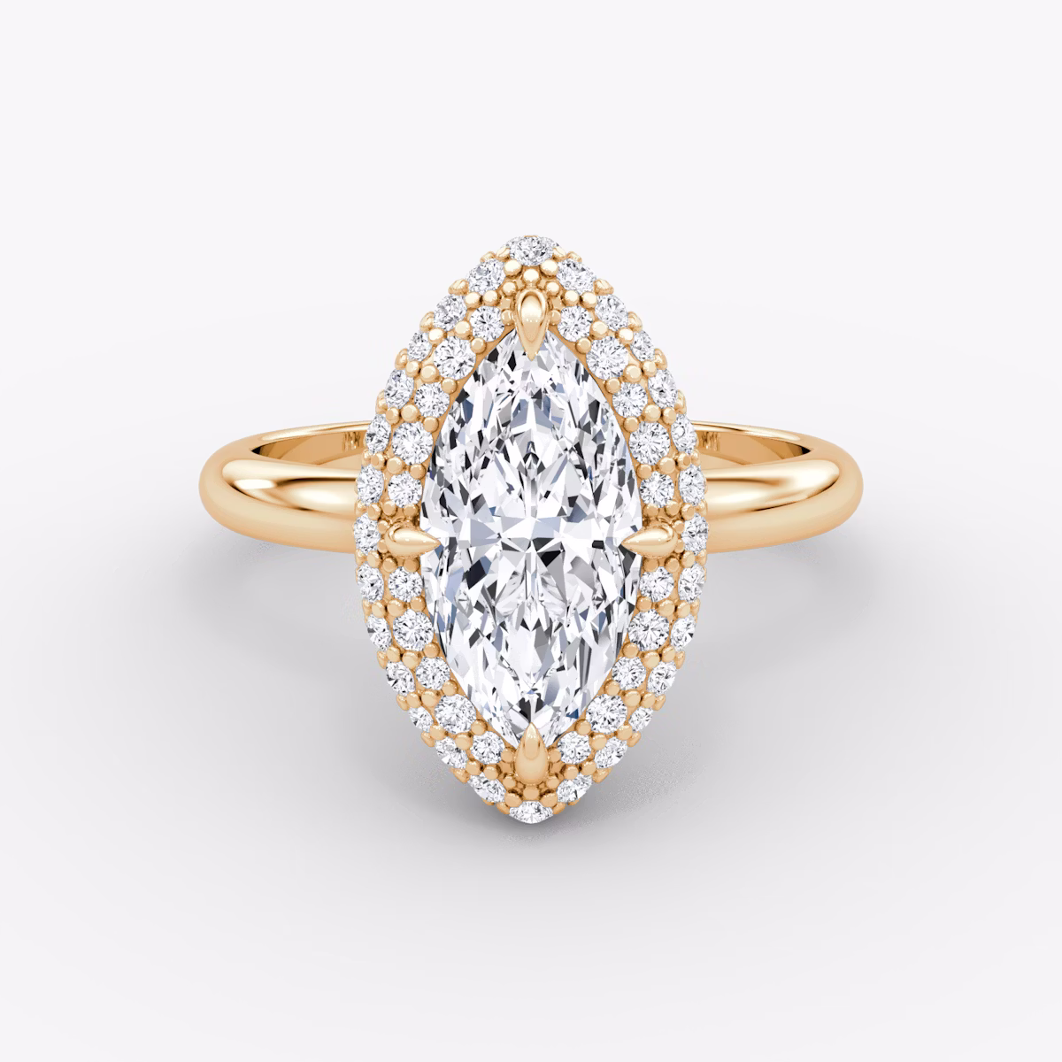 Anillo de compromiso Pavé Bombée | Marquise | 14k | Oro rosa | bandAccent: Simple | diamondOrientation: vertical | caratWeight: other