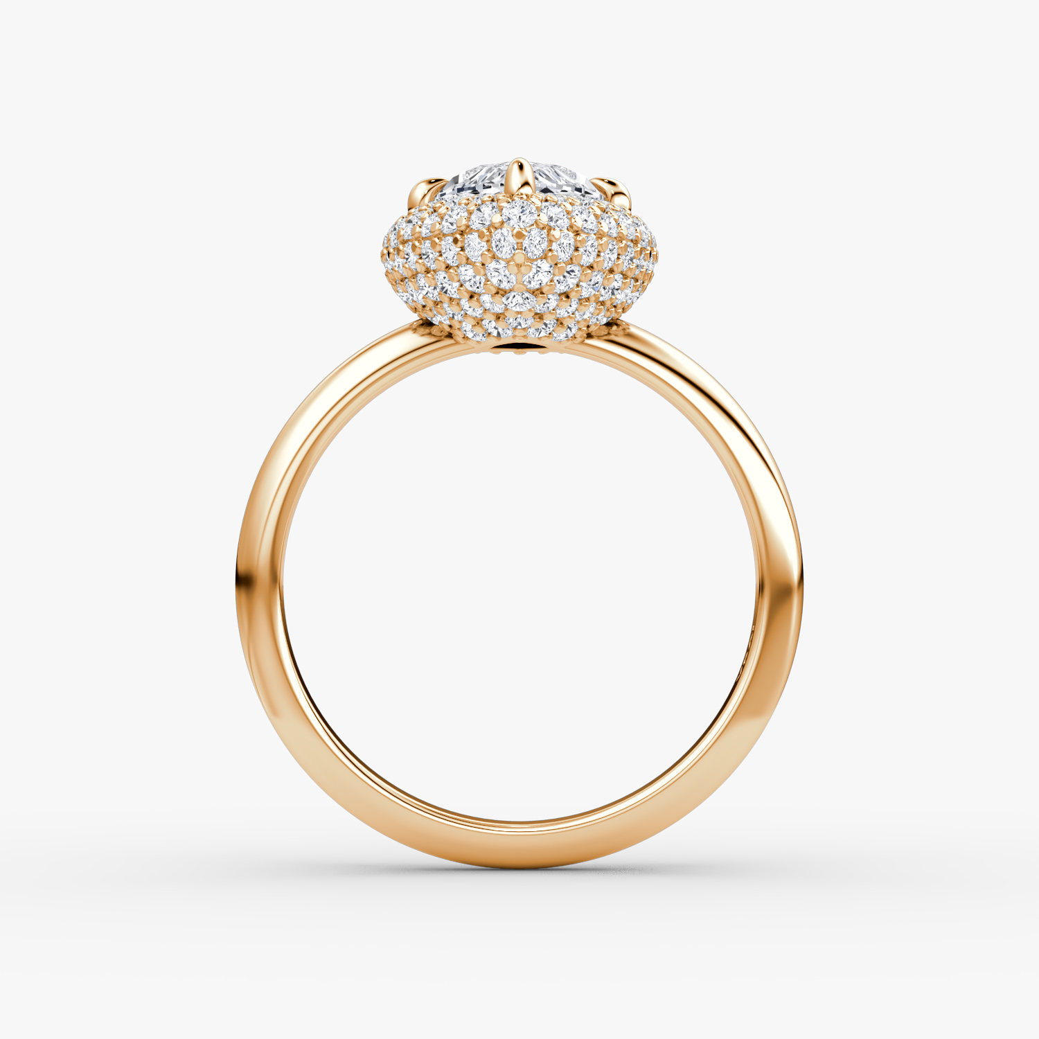 Bague de fiançailles Pavé Bombée | Marquise | 14k | Or rose | bandAccent: Simple | diamondOrientation: vertical | caratWeight: other