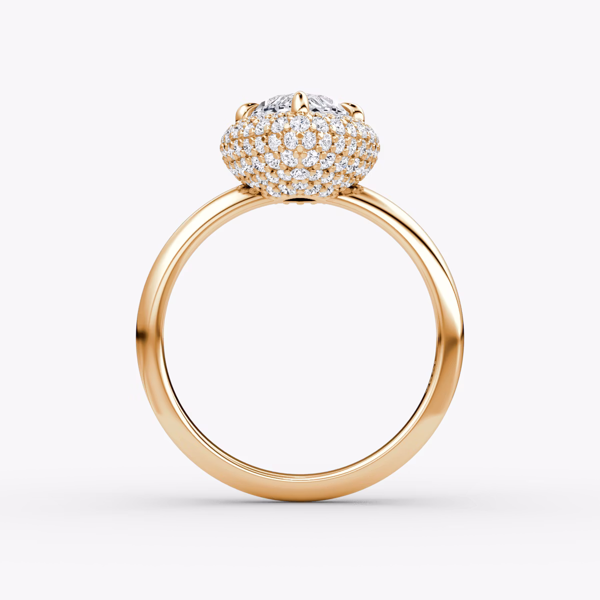 Anillo de compromiso Pavé Bombée | Marquise | 14k | Oro rosa | bandAccent: Simple | diamondOrientation: vertical | caratWeight: other