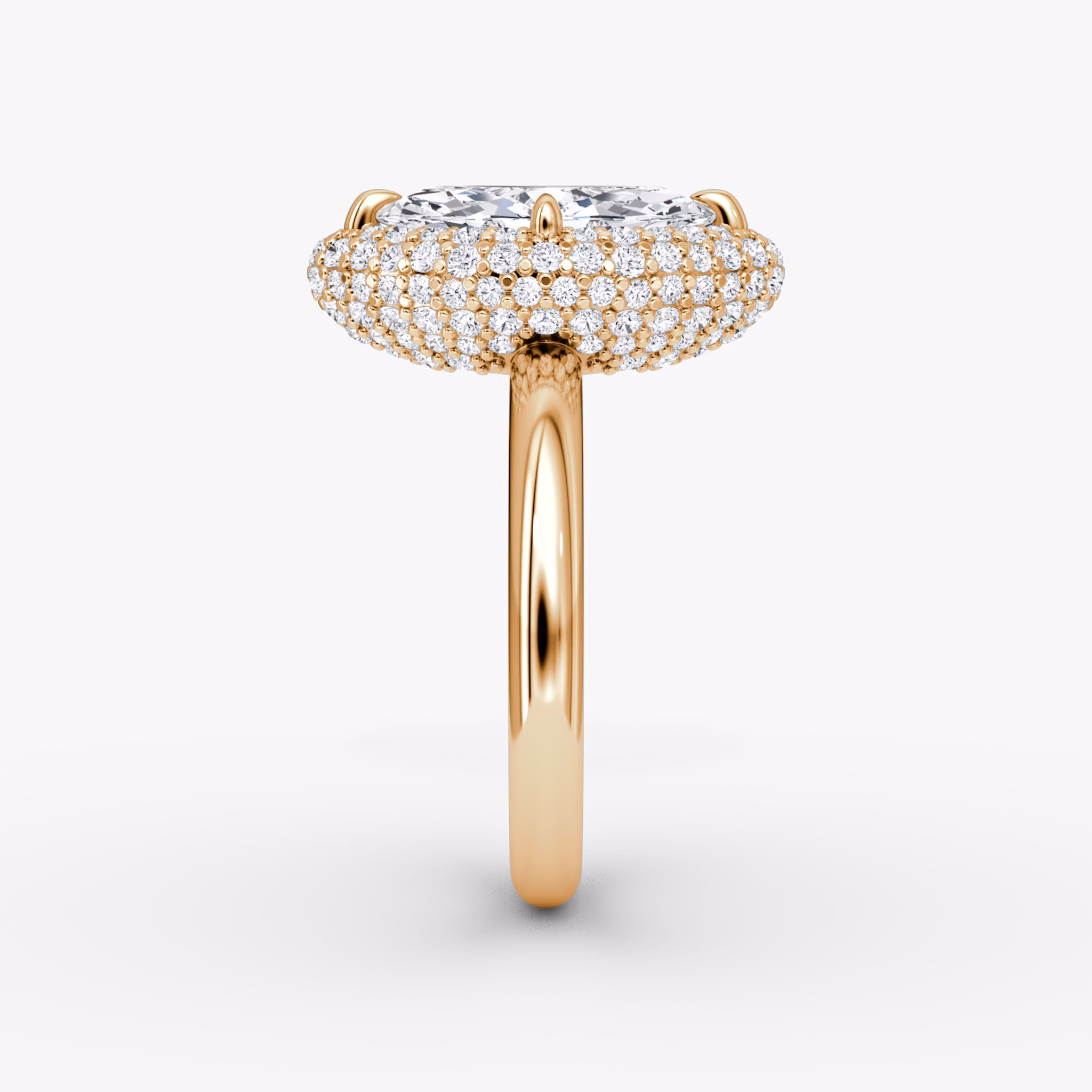 The Pavé Bombée | Marquise | 14k | Rose Gold | bandAccent: Plain | diamondOrientation: vertical | caratWeight: other
