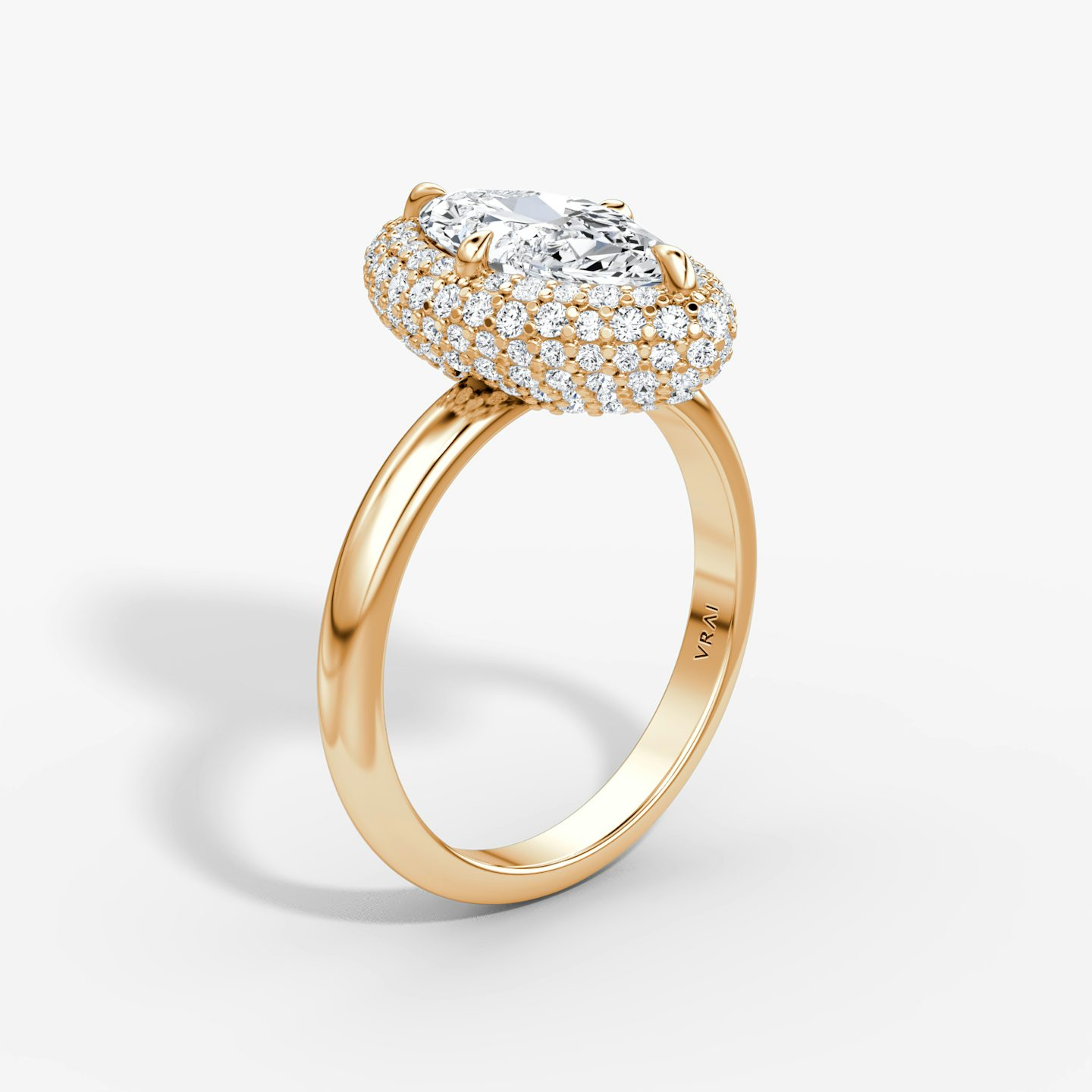 Anillo de compromiso Pavé Bombée | Marquise | 14k | Oro rosa | bandAccent: Simple | diamondOrientation: vertical | caratWeight: other