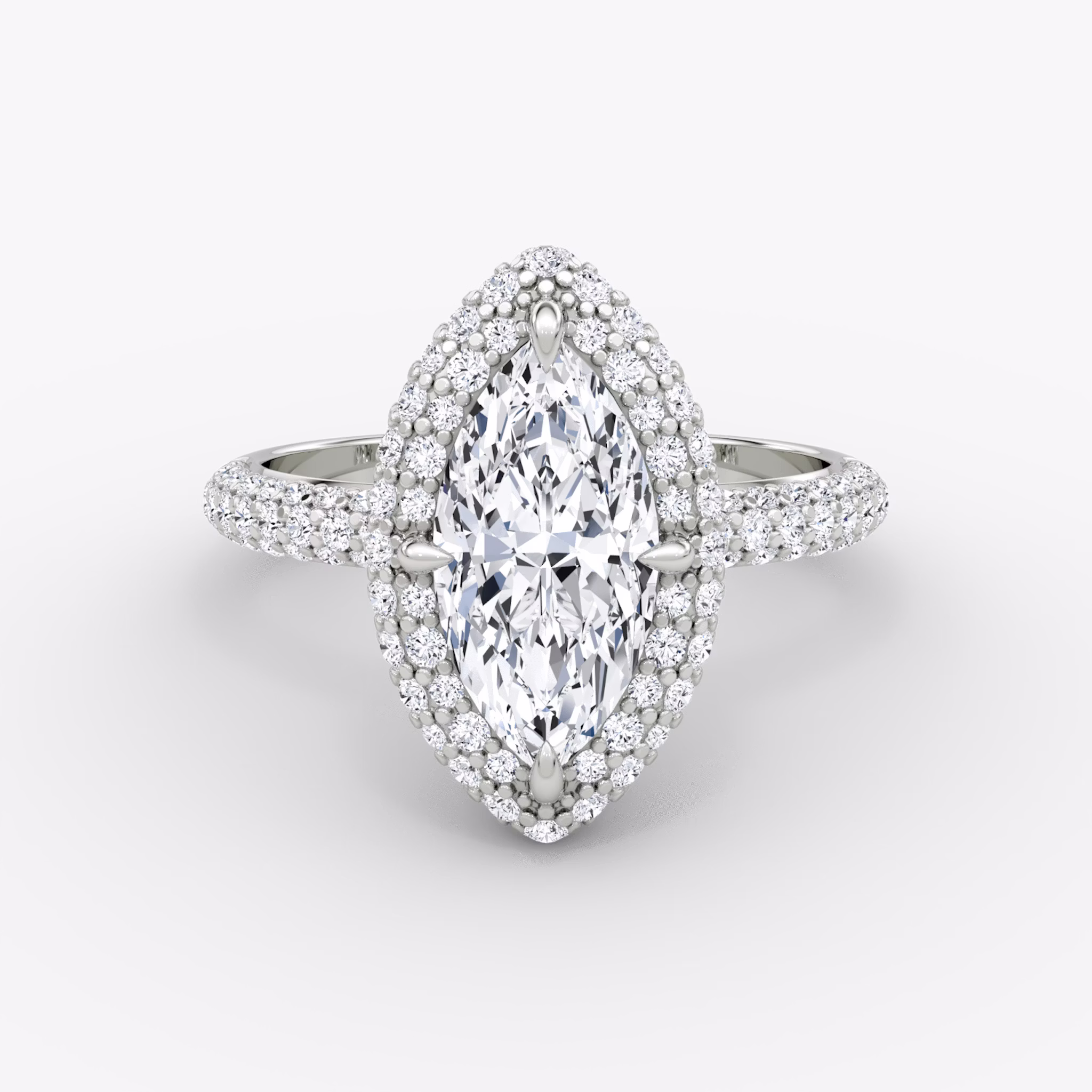 The Pavé Bombée | Marquise | 18k | White Gold | bandAccent: Pavé | diamondOrientation: vertical | caratWeight: other