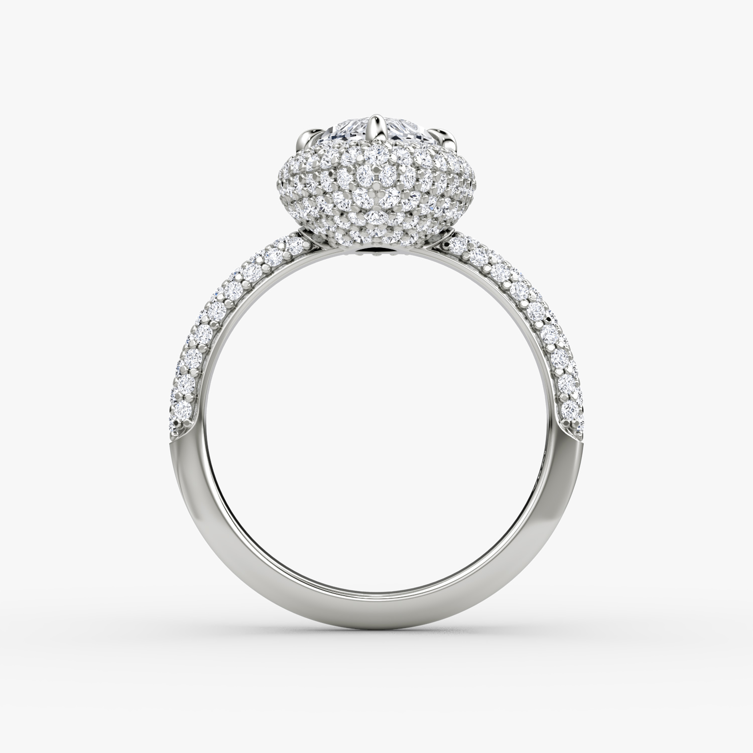 Bague de fiançailles Pavé Bombée | Marquise | 18k | Or blanc | bandAccent: Pavé | diamondOrientation: vertical | caratWeight: other