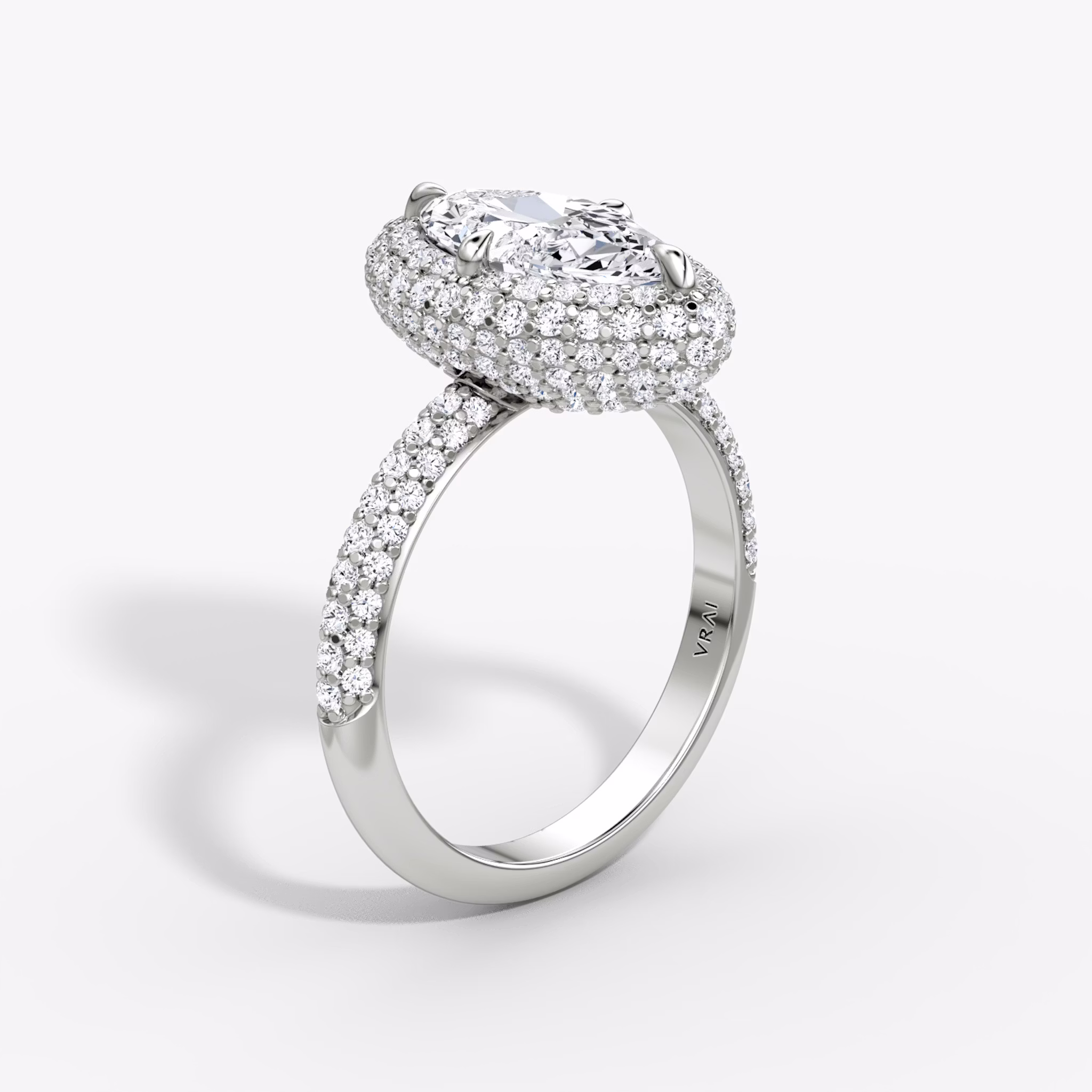 The Pavé Bombée | Marquise | 18k | White Gold | bandAccent: Pavé | diamondOrientation: vertical | caratWeight: other