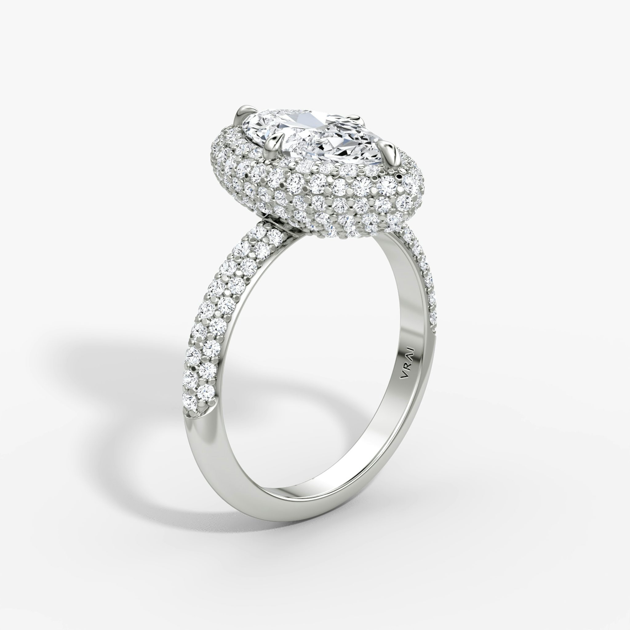 The Pavé Bombée | Marquise | 18k | White Gold | bandAccent: Pavé | diamondOrientation: vertical | caratWeight: other