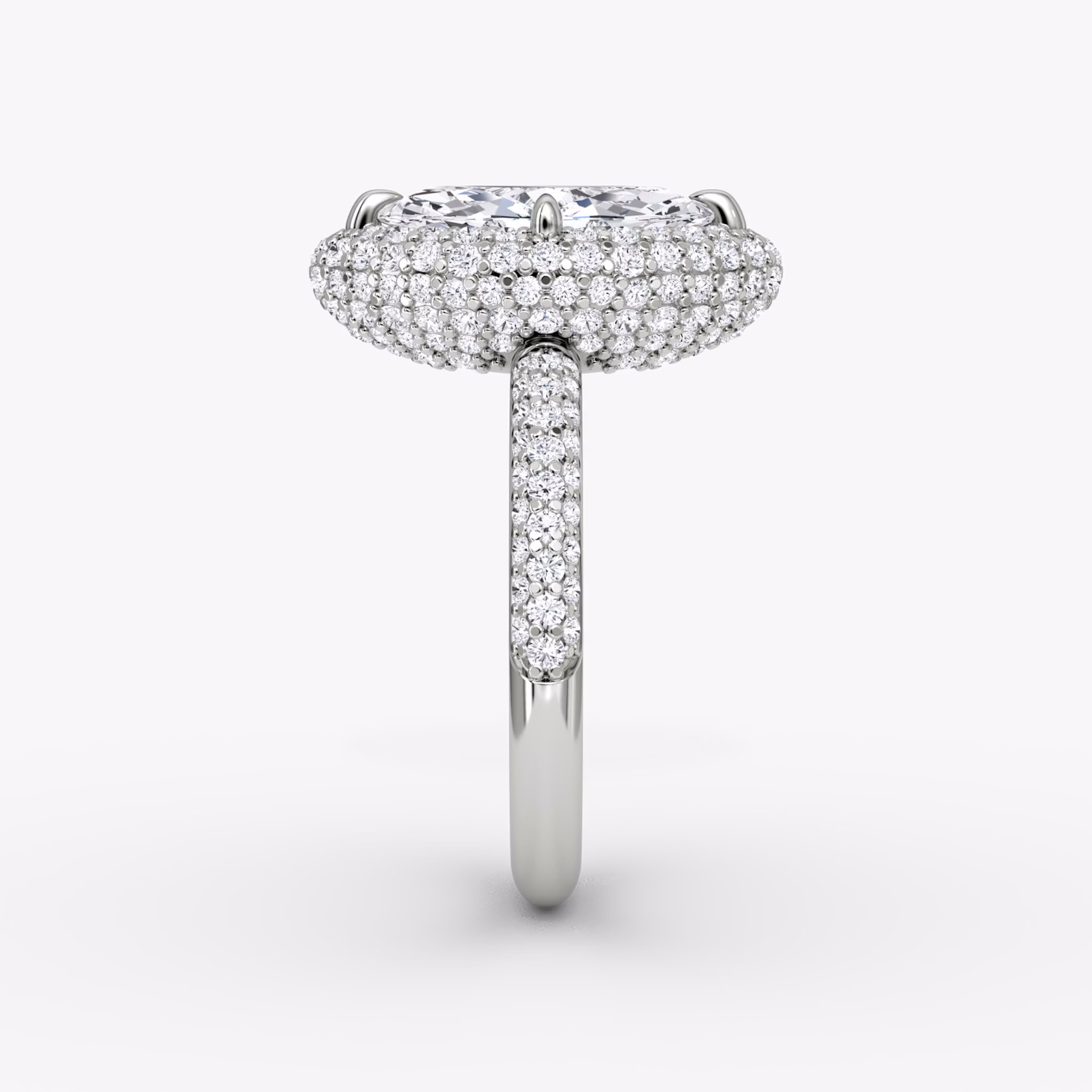 The Pavé Bombée | Marquise | 18k | White Gold | bandAccent: Pavé | diamondOrientation: vertical | caratWeight: other