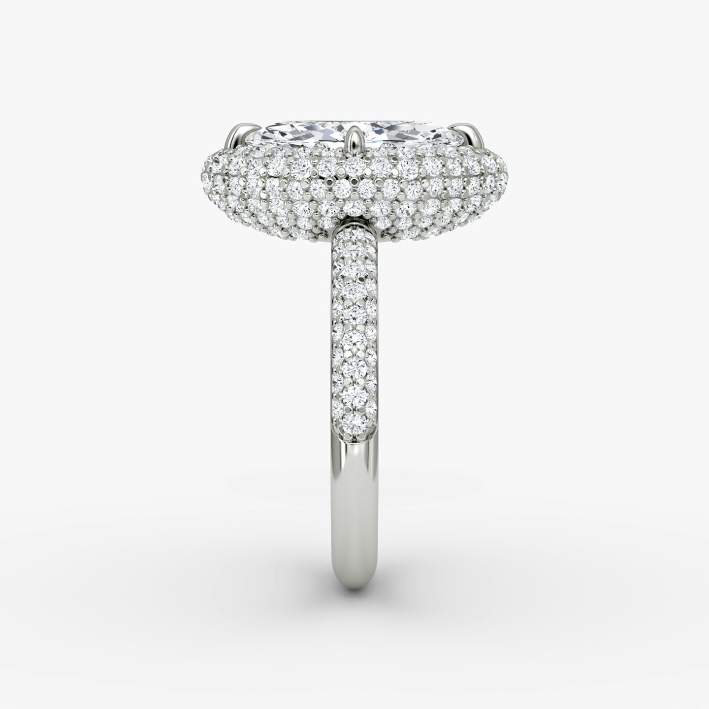 Anillo de compromiso Pavé Bombée | Marquise | 18k | Oro blanco | bandAccent: Pavé | diamondOrientation: vertical | caratWeight: other