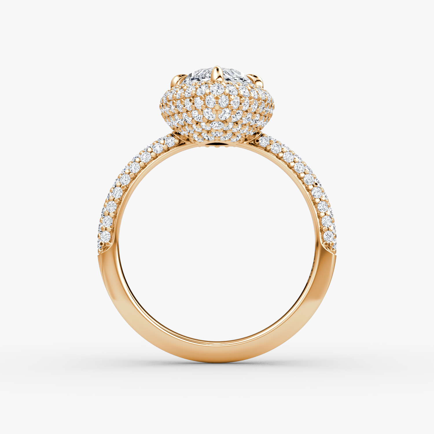 Bague de fiançailles Pavé Bombée | Marquise | 14k | Or rose | bandAccent: Pavé | diamondOrientation: vertical | caratWeight: other