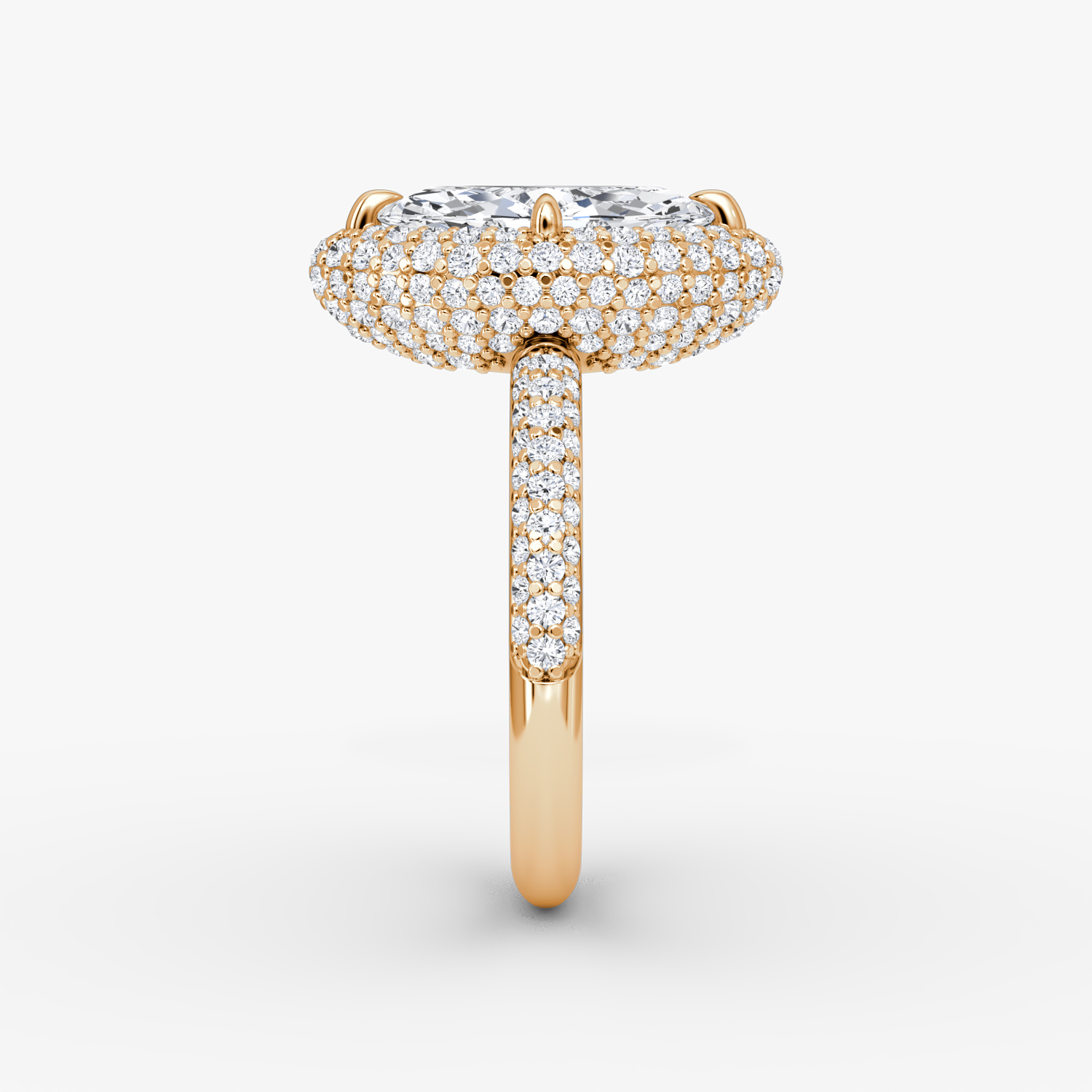 Bague de fiançailles Pavé Bombée | Marquise | 14k | Or rose | bandAccent: Pavé | diamondOrientation: vertical | caratWeight: other