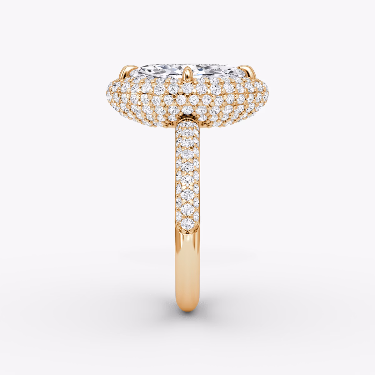 Anillo de compromiso Pavé Bombée | Marquise | 14k | Oro rosa | bandAccent: Pavé | diamondOrientation: vertical | caratWeight: other