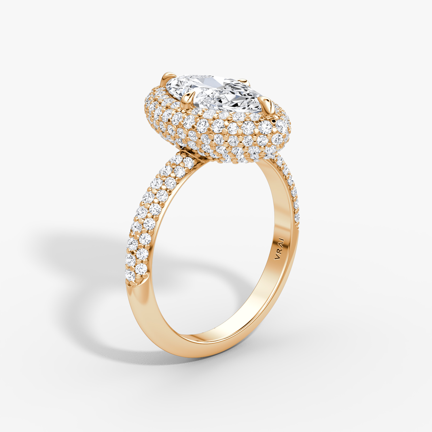 Bague de fiançailles Pavé Bombée | Marquise | 14k | Or rose | bandAccent: Pavé | diamondOrientation: vertical | caratWeight: other