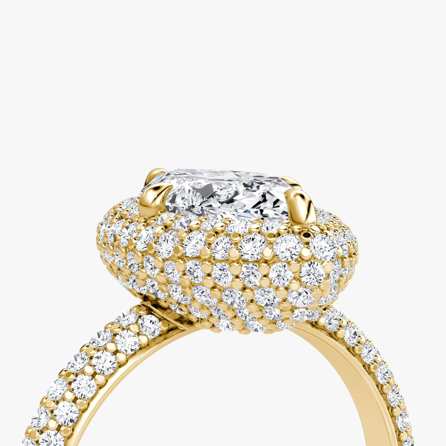 Bague de fiançailles Pavé Bombée | Marquise | 18k | Or jaune | bandAccent: Pavé | diamondOrientation: vertical | caratWeight: other
