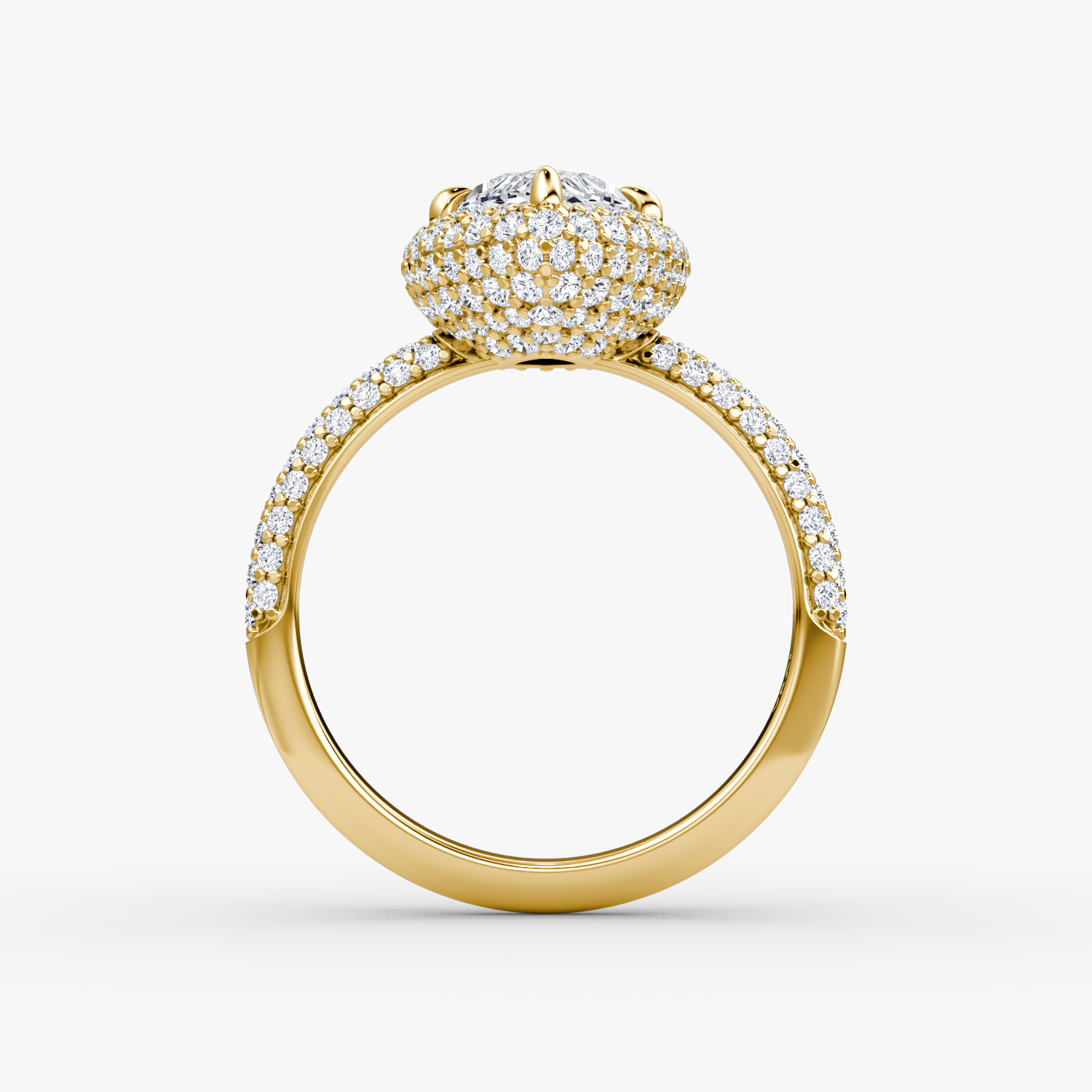 Bague de fiançailles Pavé Bombée | Marquise | 18k | Or jaune | bandAccent: Pavé | diamondOrientation: vertical | caratWeight: other