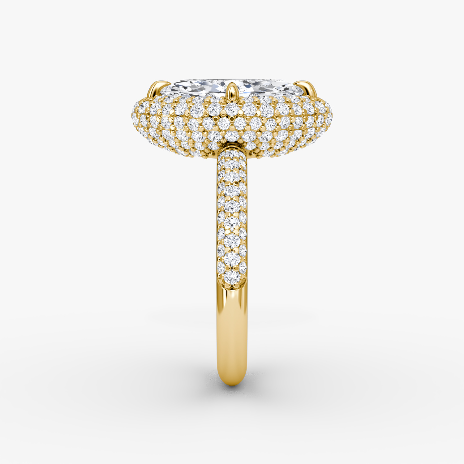 Bague de fiançailles Pavé Bombée | Marquise | 18k | Or jaune | bandAccent: Pavé | diamondOrientation: vertical | caratWeight: other