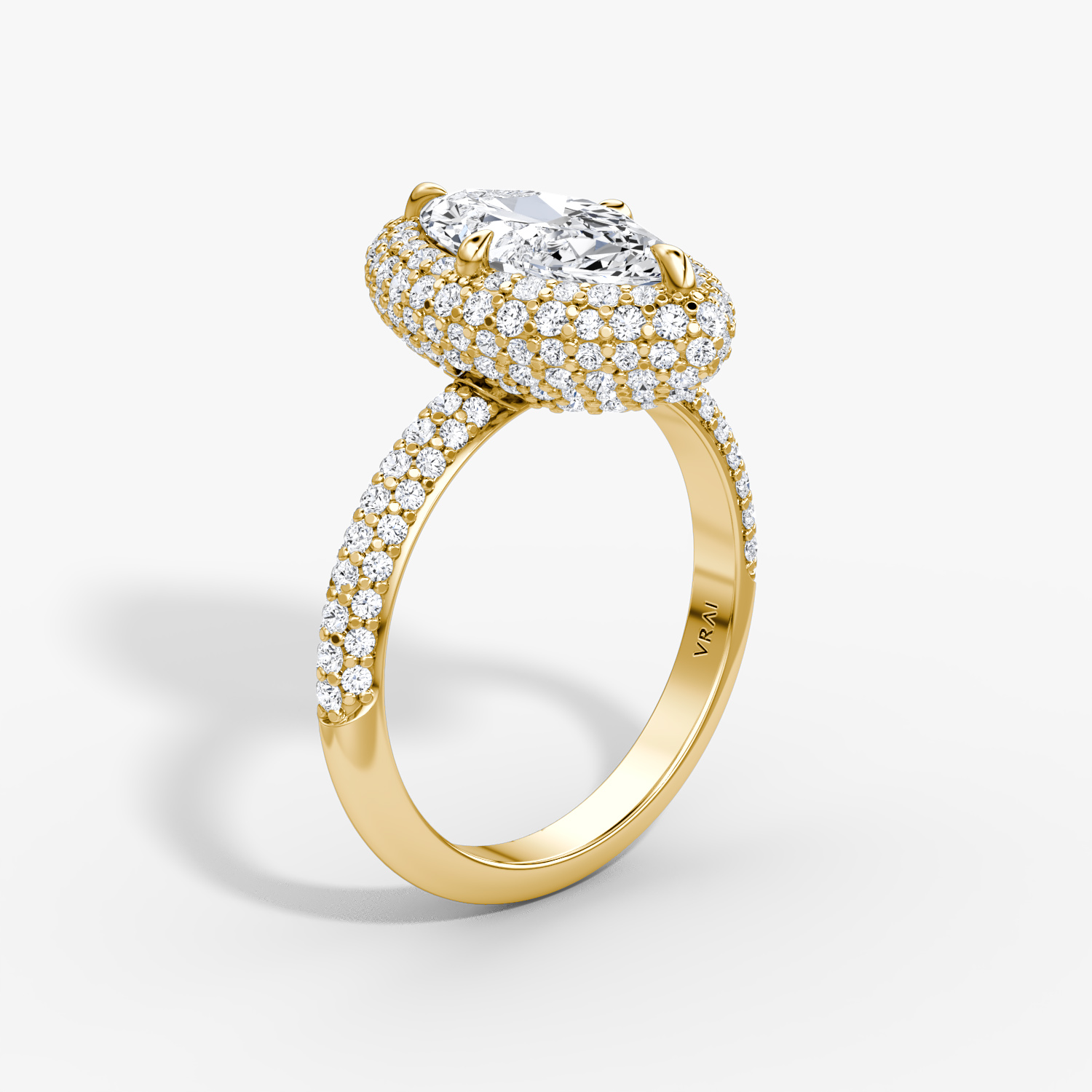 Bague de fiançailles Pavé Bombée | Marquise | 18k | Or jaune | bandAccent: Pavé | diamondOrientation: vertical | caratWeight: other