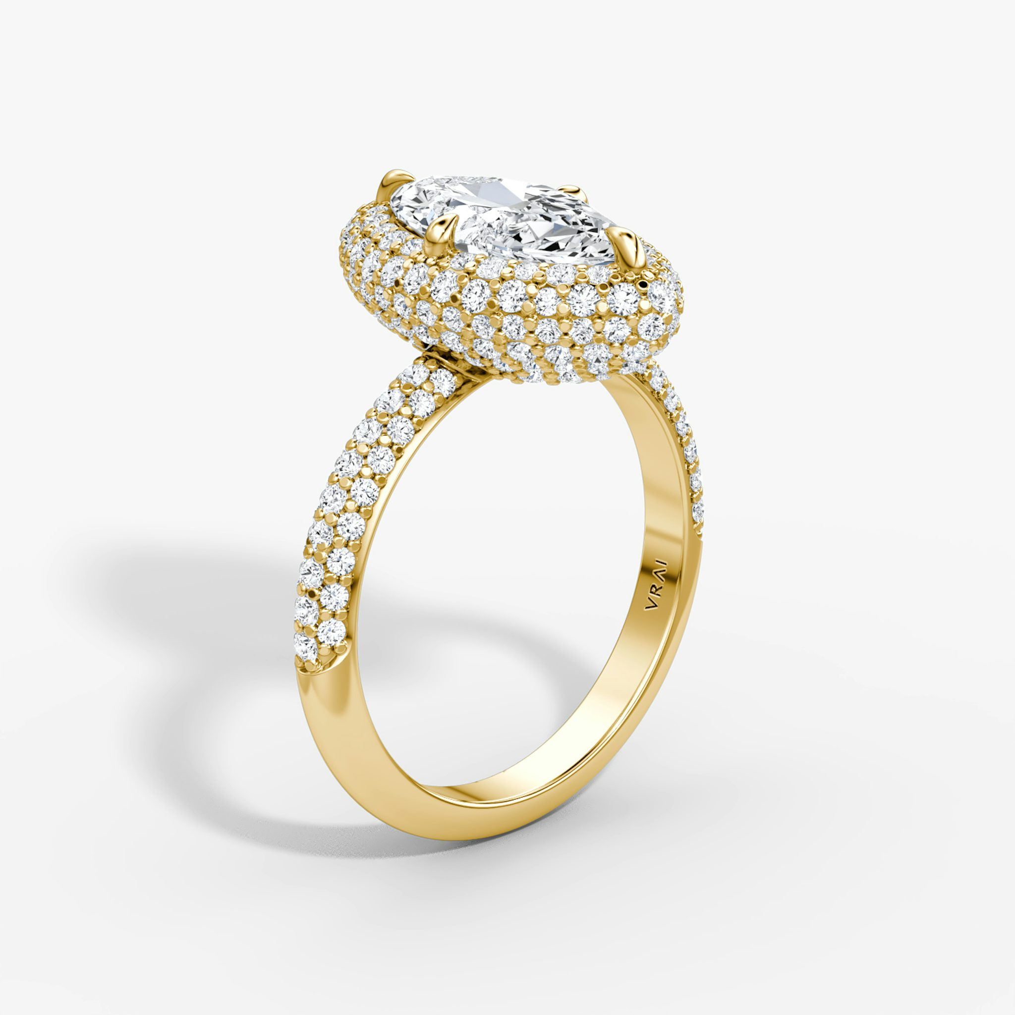 The Pavé Bombée | Marquise | 18k | Yellow Gold | bandAccent: Pavé | diamondOrientation: vertical | caratWeight: other