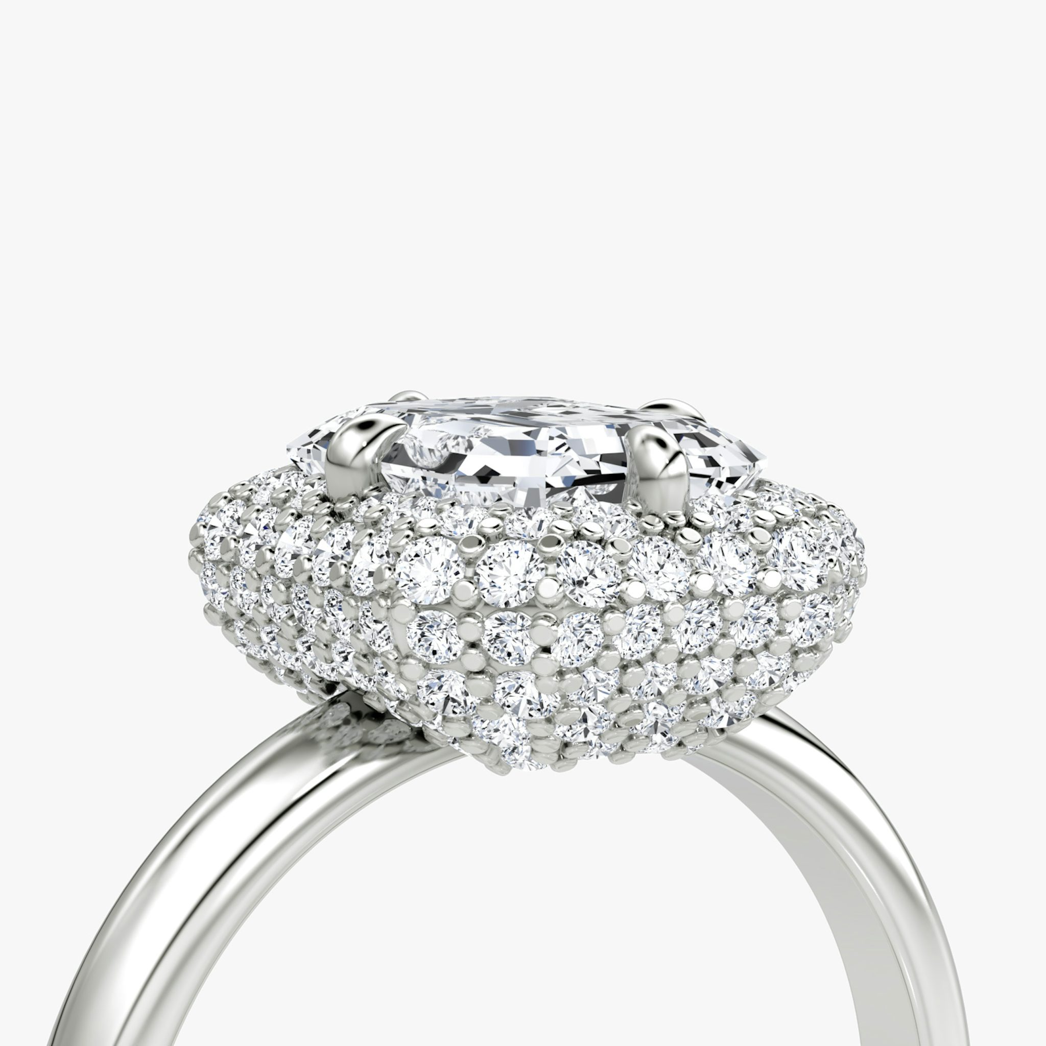 The Pavé Bombée | Emerald | 18k | White Gold | bandAccent: Plain | diamondOrientation: vertical | caratWeight: other