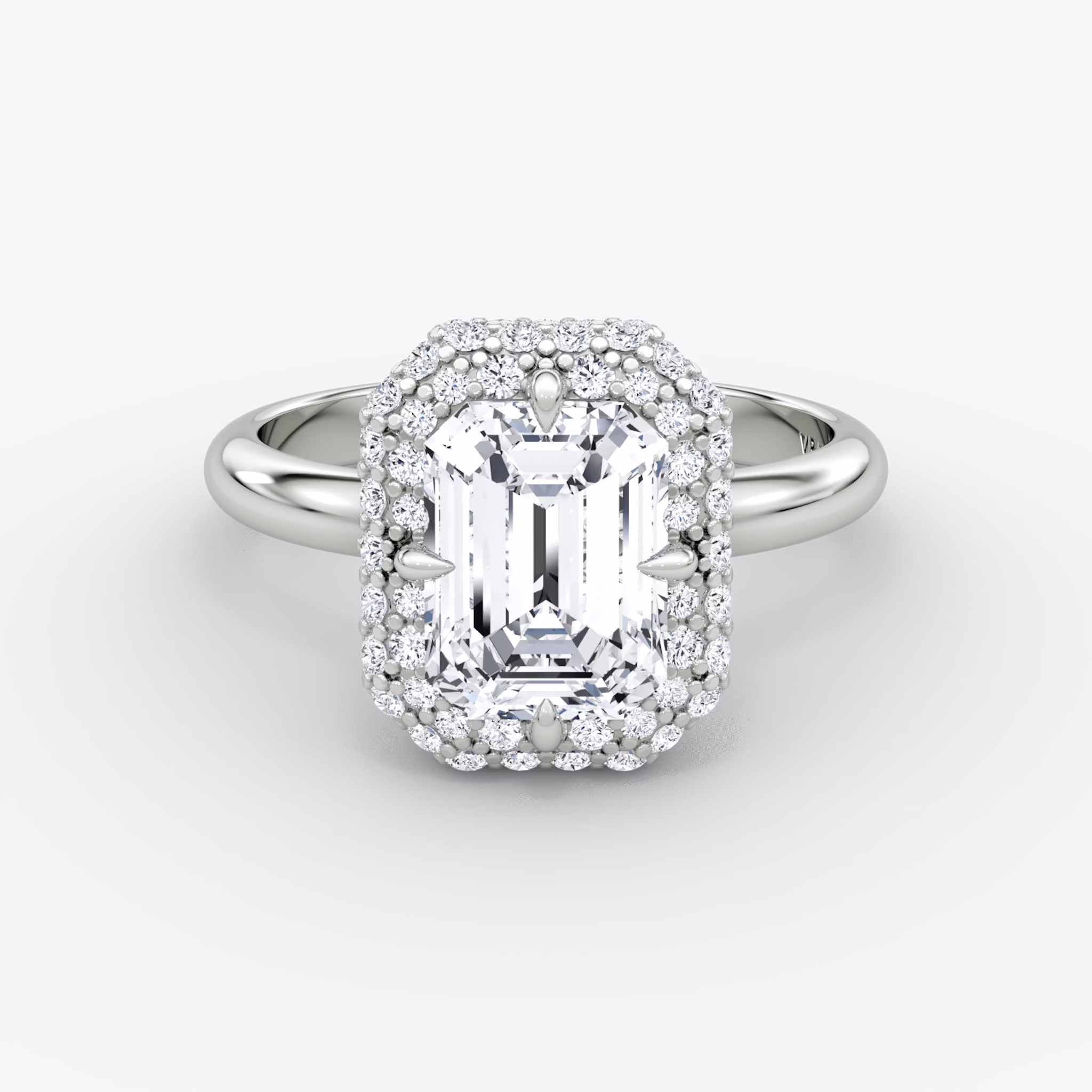 The Pavé Bombée | Emerald | 18k | White Gold | bandAccent: Plain | diamondOrientation: vertical | caratWeight: other