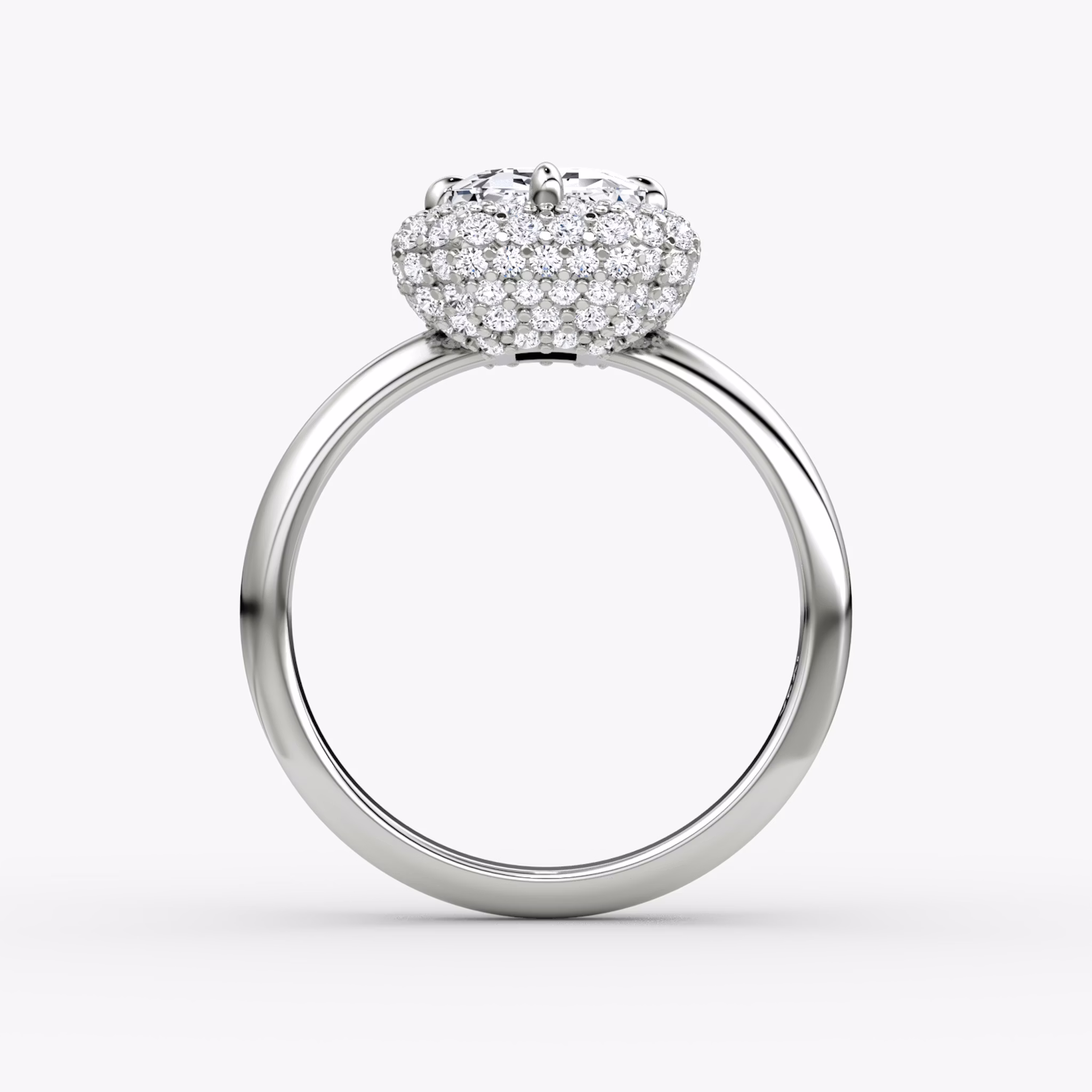 The Pavé Bombée | Emerald | 18k | White Gold | bandAccent: Plain | diamondOrientation: vertical | caratWeight: other
