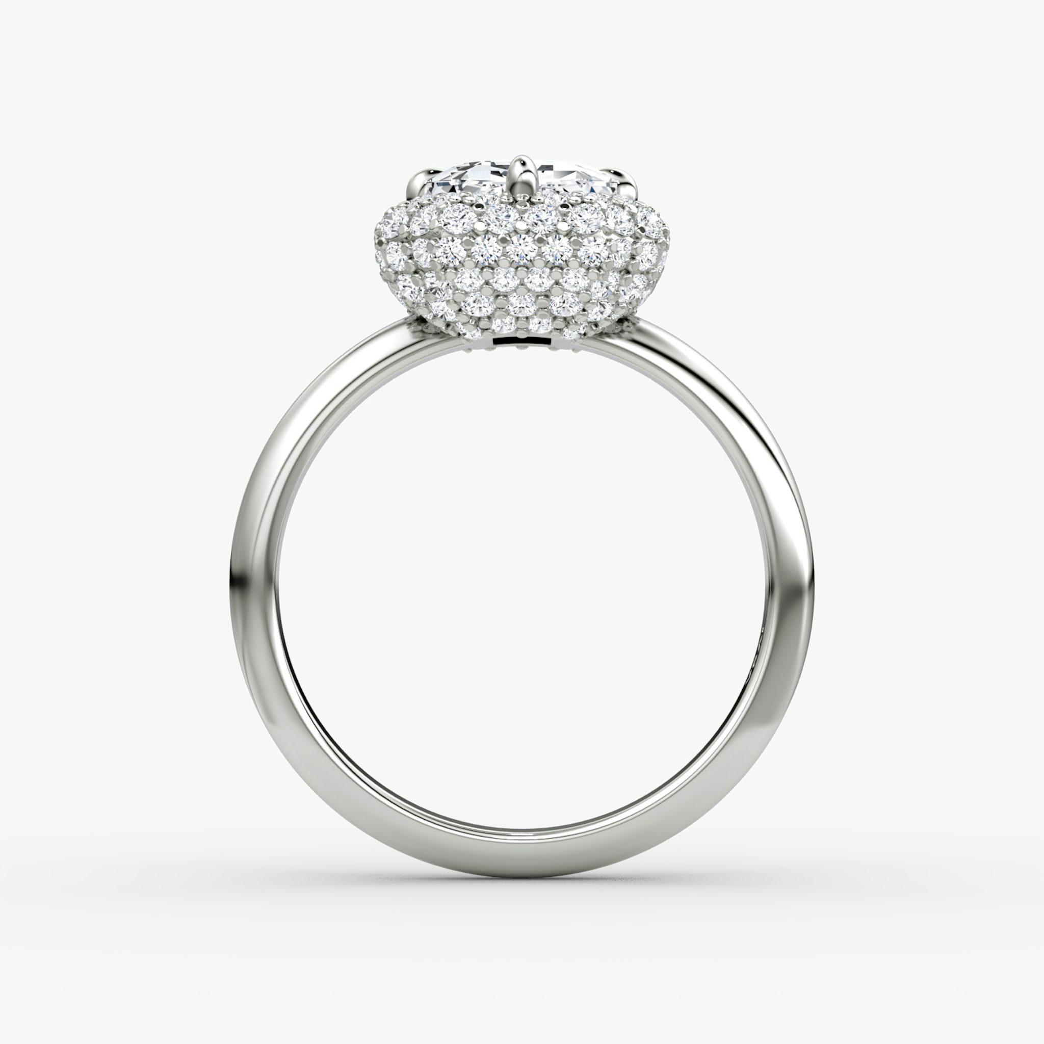 The Pavé Bombée | Emerald | 18k | White Gold | bandAccent: Plain | diamondOrientation: vertical | caratWeight: other