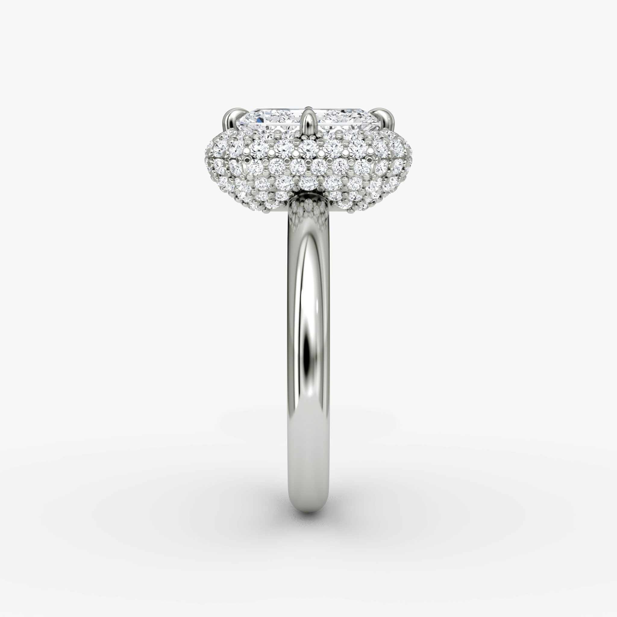 The Pavé Bombée | Emerald | 18k | White Gold | bandAccent: Plain | diamondOrientation: vertical | caratWeight: other