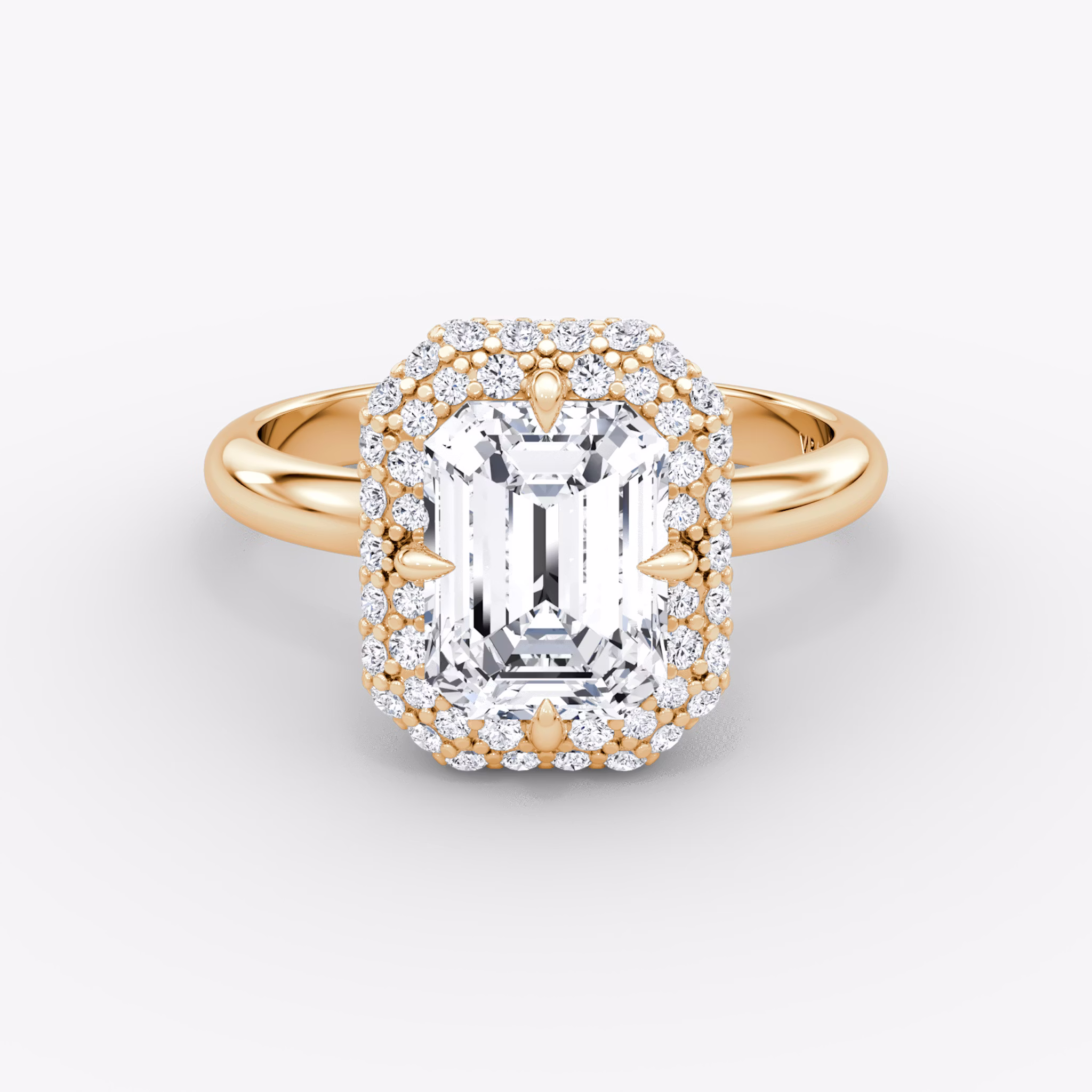 The Pavé Bombée | Emerald | 14k | Rose Gold | bandAccent: Plain | diamondOrientation: vertical | caratWeight: other