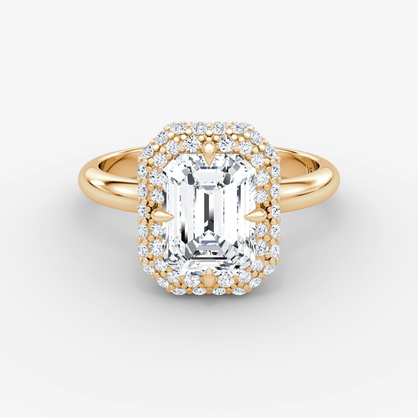 Anillo de compromiso Pavé Bombée | Esmeralda | 14k | Oro rosa | bandAccent: Simple | diamondOrientation: vertical | caratWeight: other