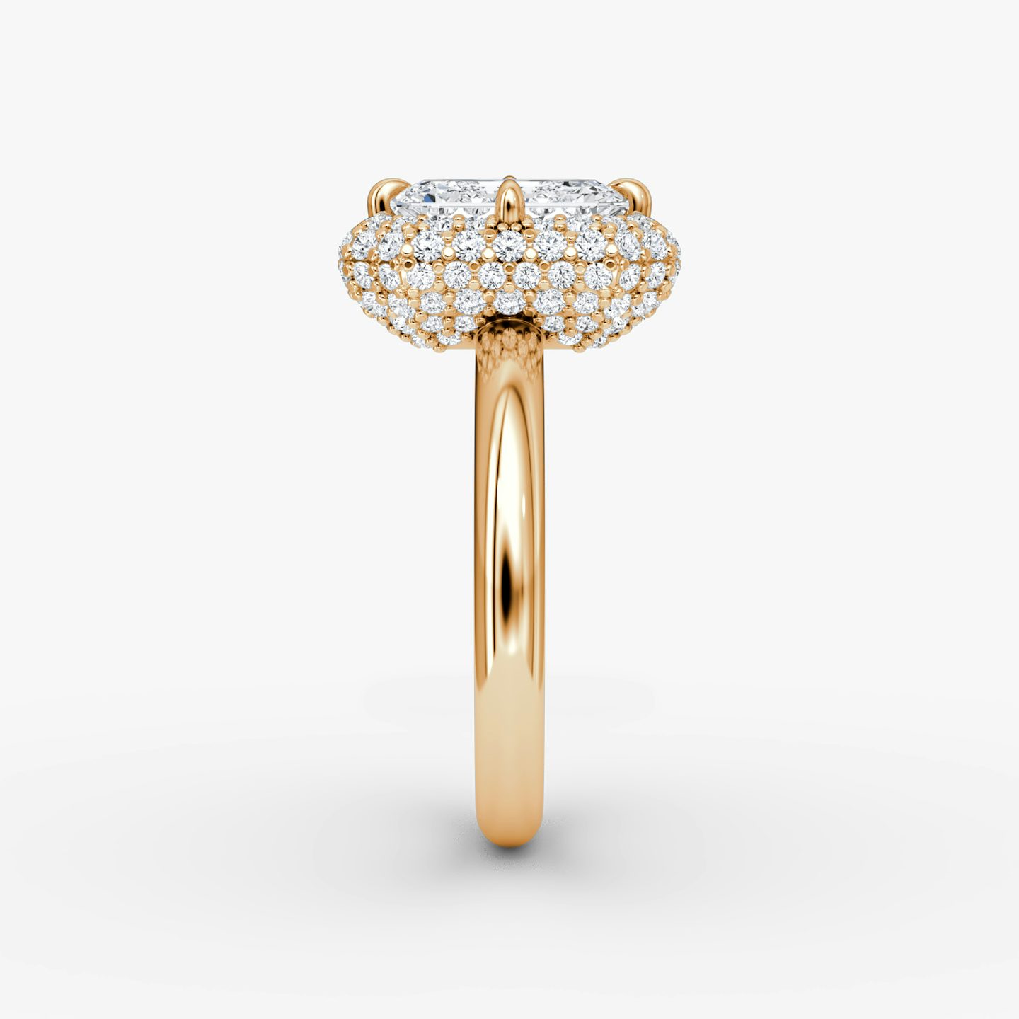 Anillo de compromiso Pavé Bombée | Esmeralda | 14k | Oro rosa | bandAccent: Simple | diamondOrientation: vertical | caratWeight: other