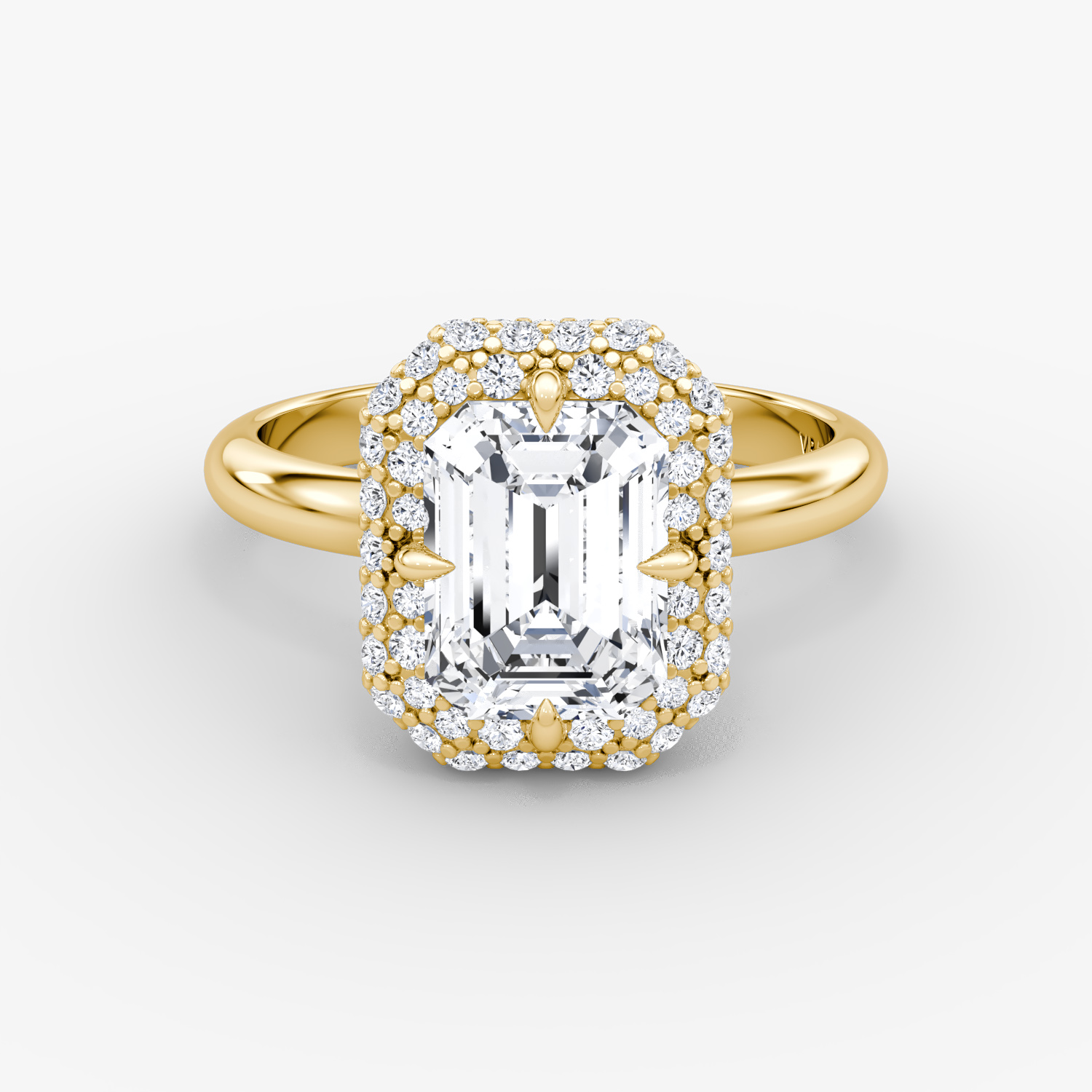 Bague de fiançailles Pavé Bombée | Émeraude | 18k | Or jaune | bandAccent: Simple | diamondOrientation: vertical | caratWeight: other