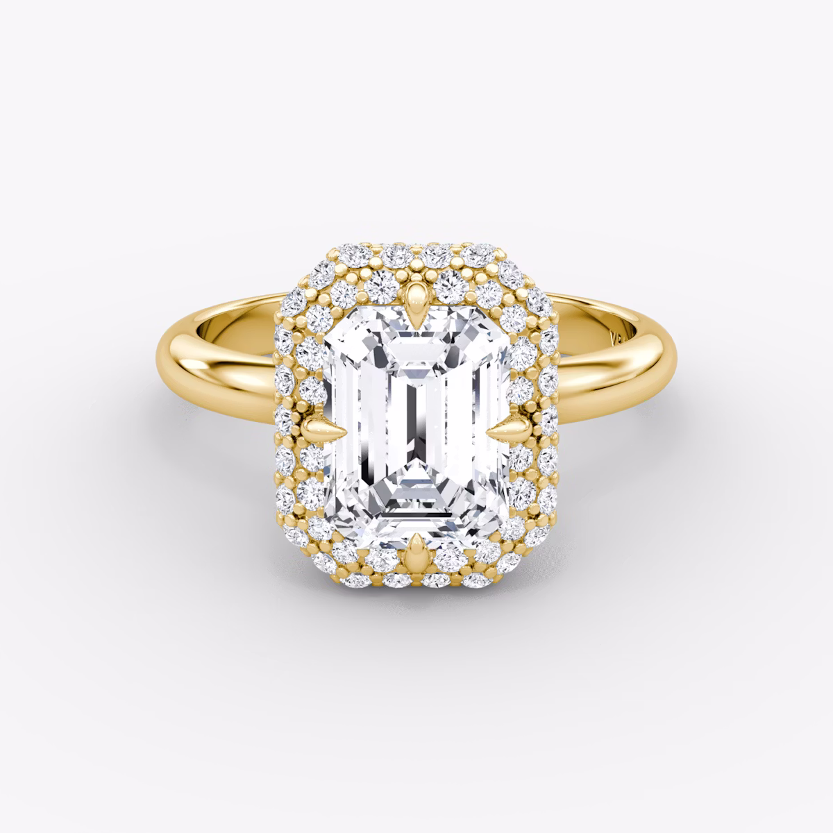 Anillo de compromiso Pavé Bombée | Esmeralda | 18k | Oro amarillo | bandAccent: Simple | diamondOrientation: vertical | caratWeight: other