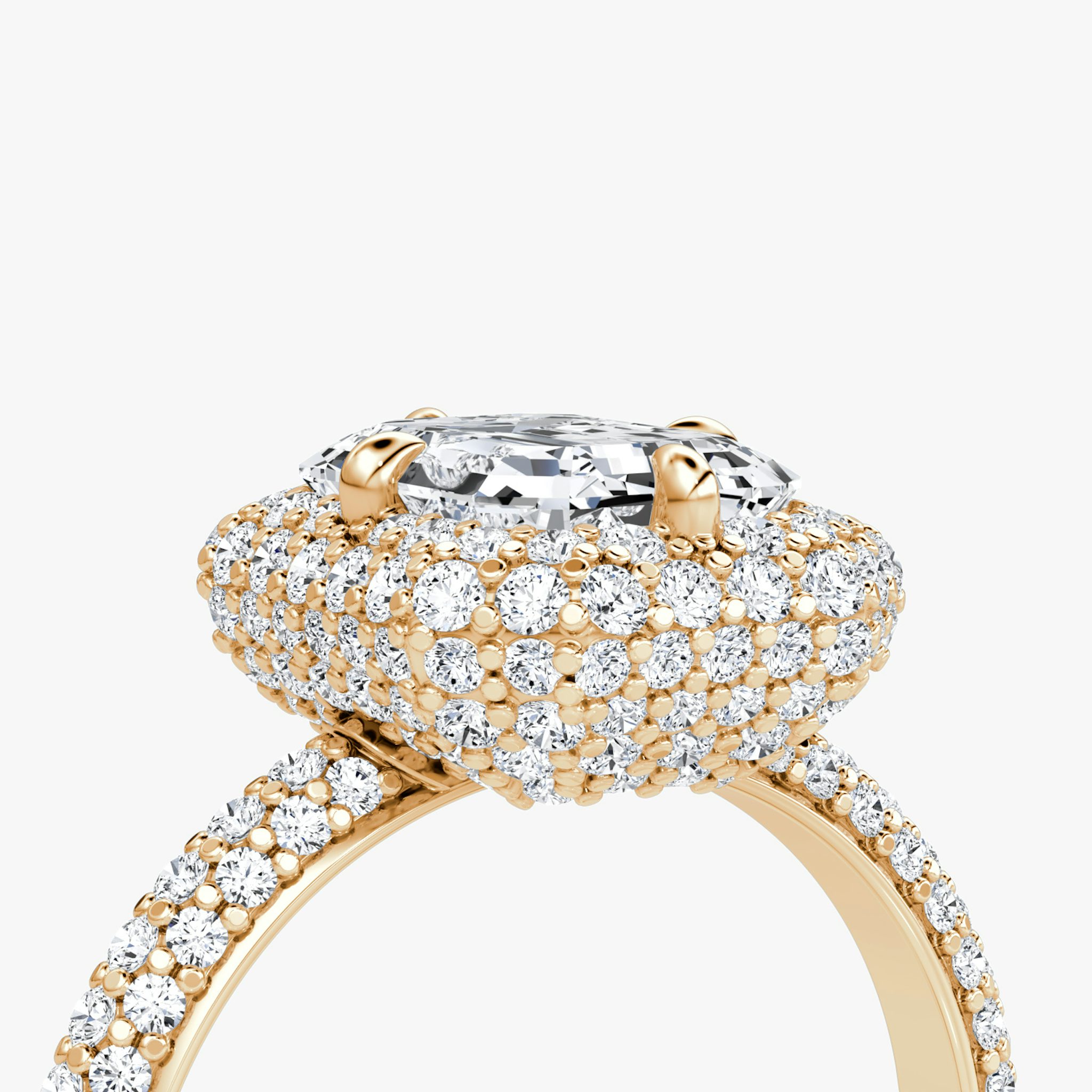 The Pavé Bombée | Emerald | 14k | Rose Gold | bandAccent: Pavé | diamondOrientation: vertical | caratWeight: other