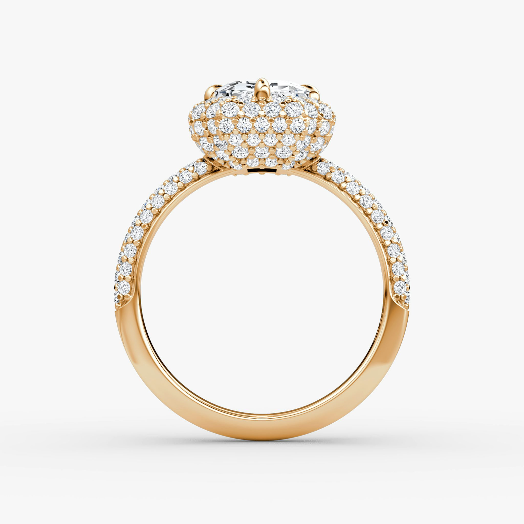 The Pavé Bombée | Emerald | 14k | Rose Gold | bandAccent: Pavé | diamondOrientation: vertical | caratWeight: other