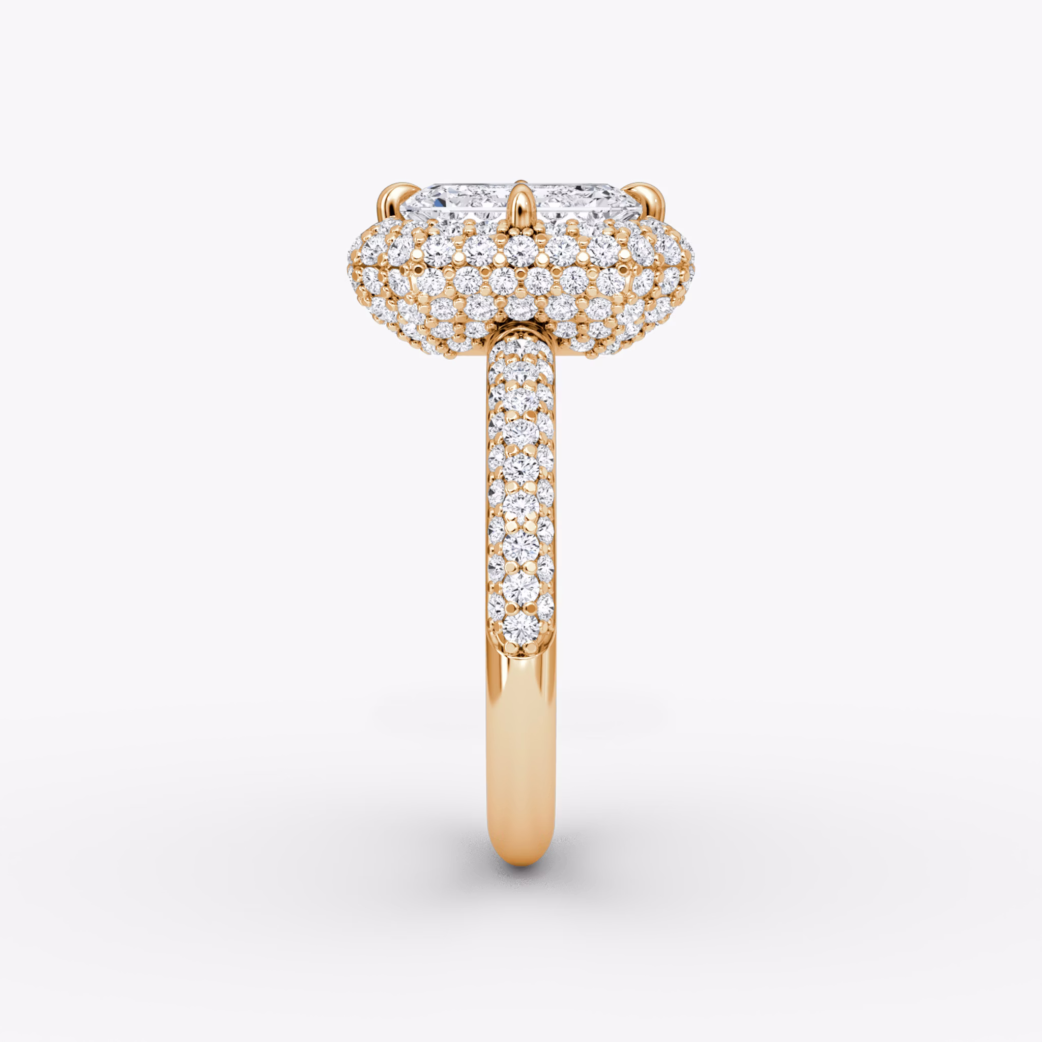 The Pavé Bombée | Emerald | 14k | Rose Gold | bandAccent: Pavé | diamondOrientation: vertical | caratWeight: other