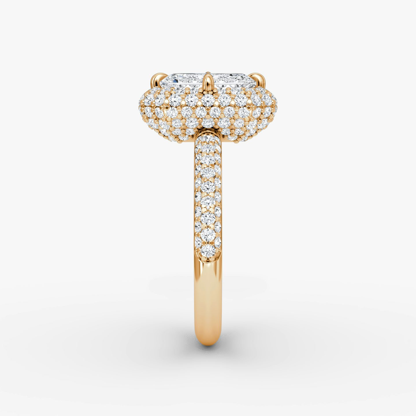 Anillo de compromiso Pavé Bombée | Esmeralda | 14k | Oro rosa | bandAccent: Pavé | diamondOrientation: vertical | caratWeight: other