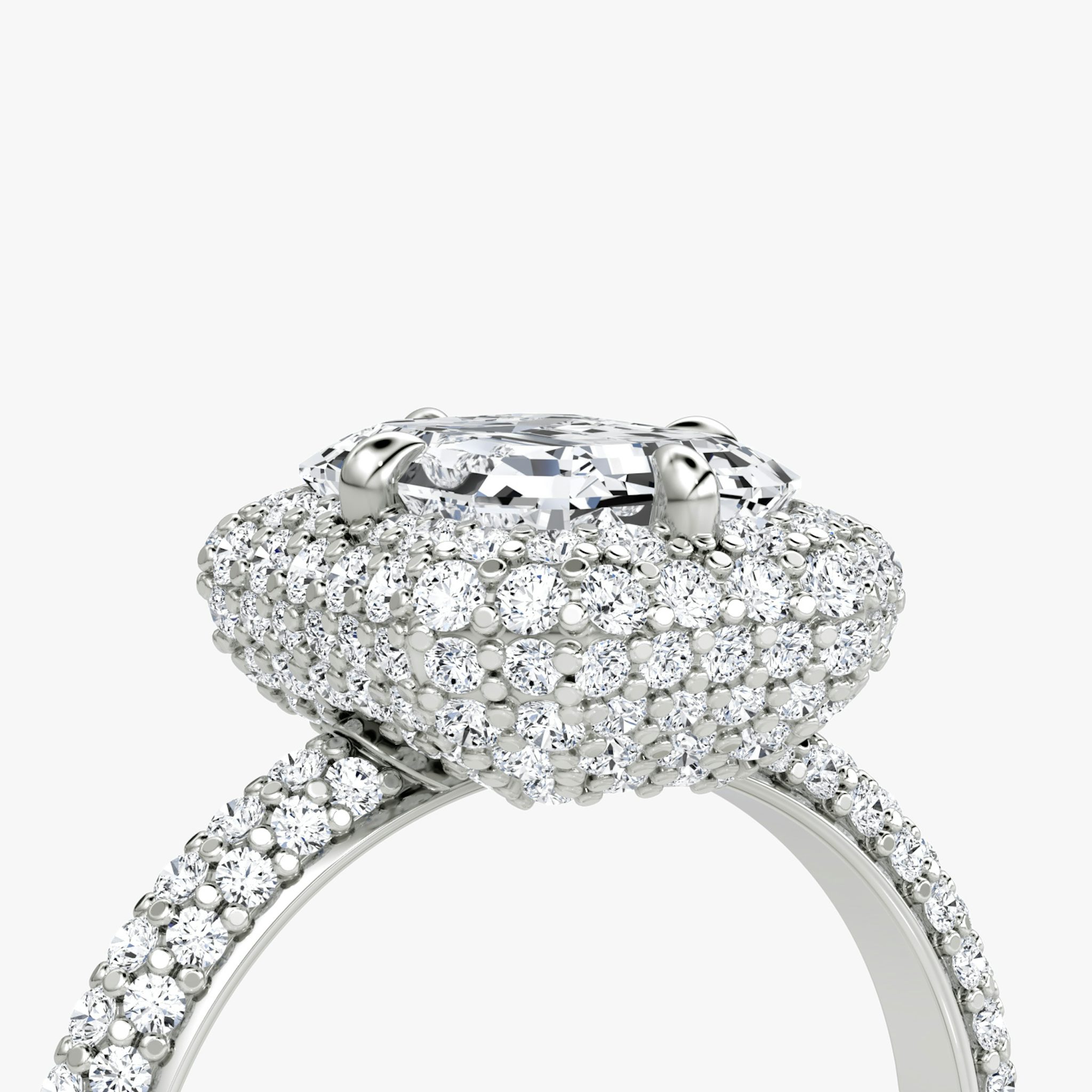 The Pavé Bombée | Emerald | 18k | White Gold | bandAccent: Pavé | diamondOrientation: vertical | caratWeight: other