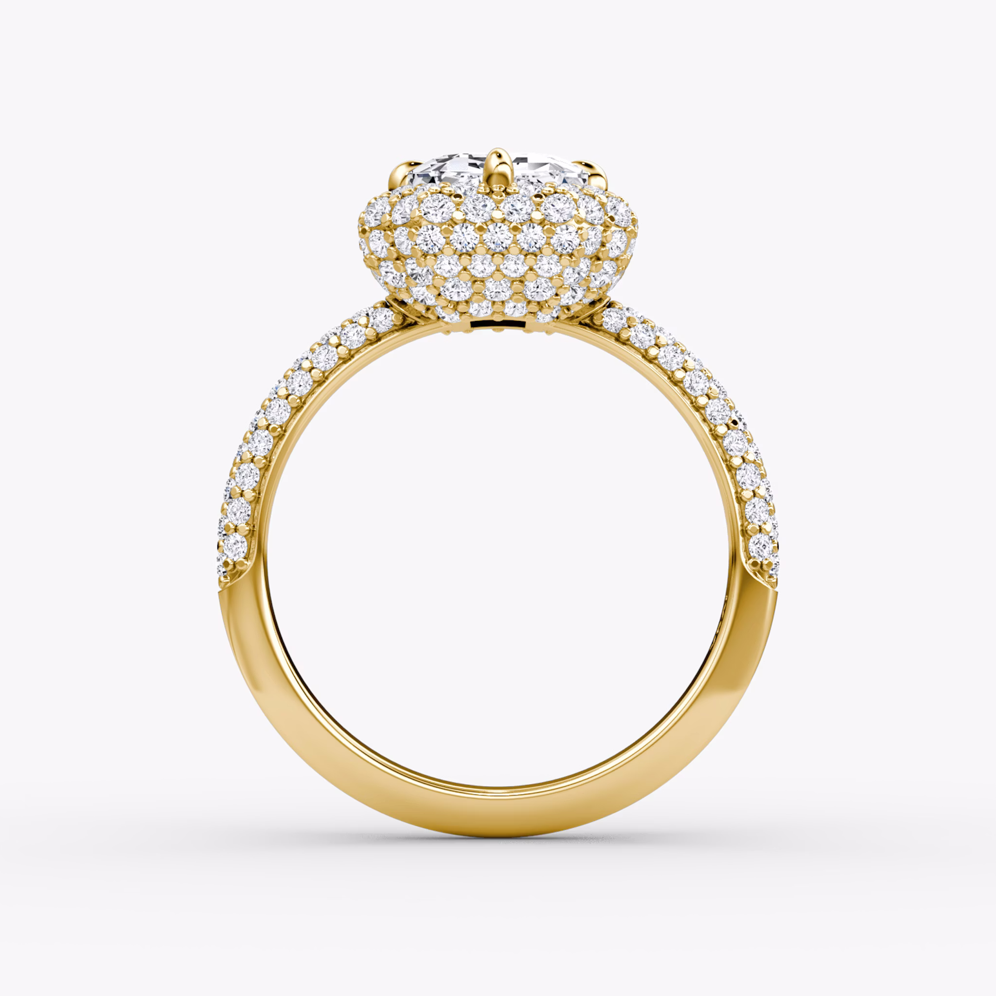The Pavé Bombée | Emerald | 18k | Yellow Gold | bandAccent: Pavé | diamondOrientation: vertical | caratWeight: other