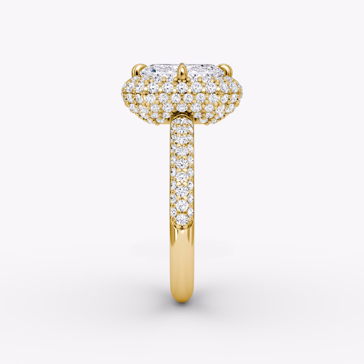 Anillo de compromiso Pavé Bombée | Esmeralda | 18k | Oro amarillo | bandAccent: Pavé | diamondOrientation: vertical | caratWeight: other