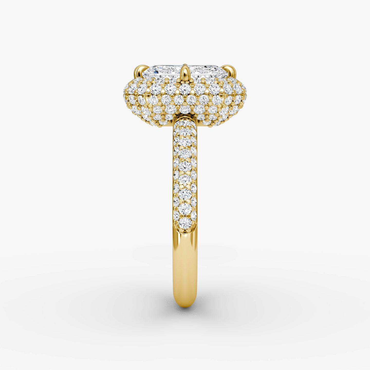 Anillo de compromiso Pavé Bombée | Esmeralda | 18k | Oro amarillo | bandAccent: Pavé | diamondOrientation: vertical | caratWeight: other