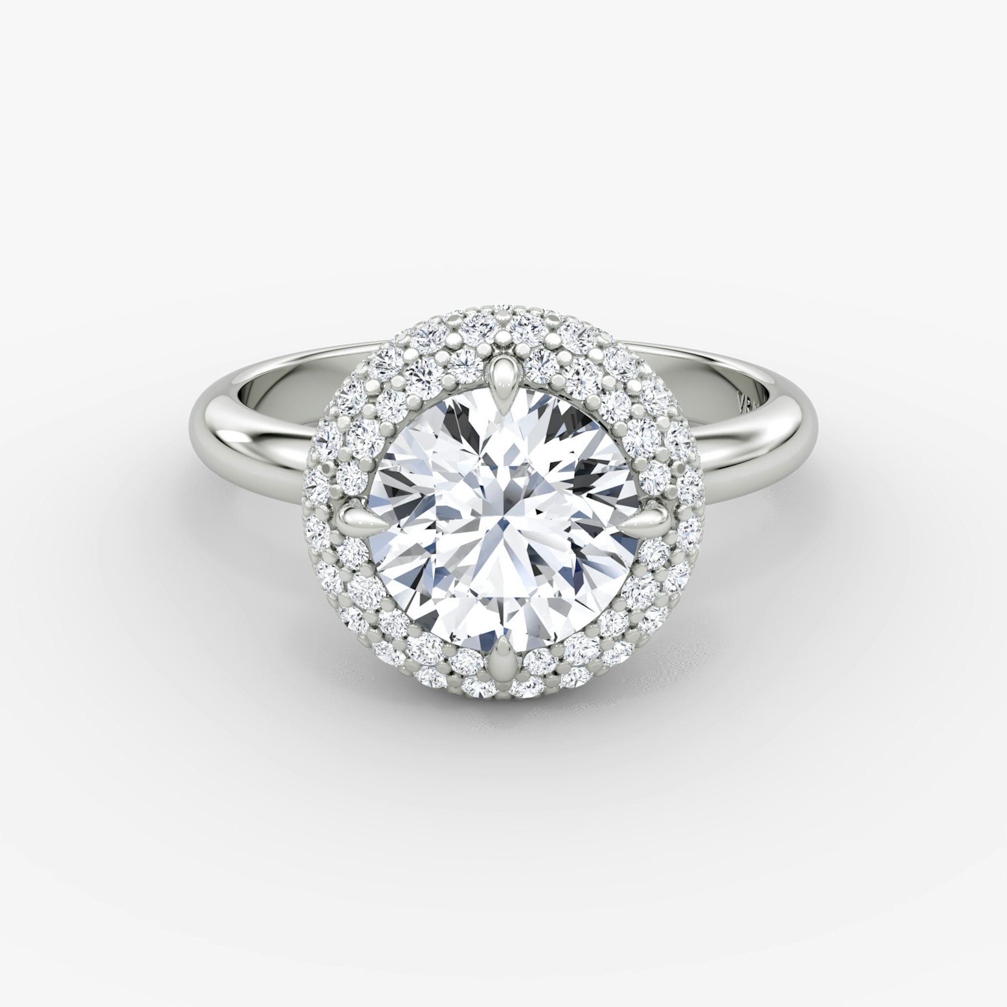 The Pavé Bombée | Round Brilliant | 18k | White Gold | bandAccent: Plain | caratWeight: other | diamondOrientation: vertical