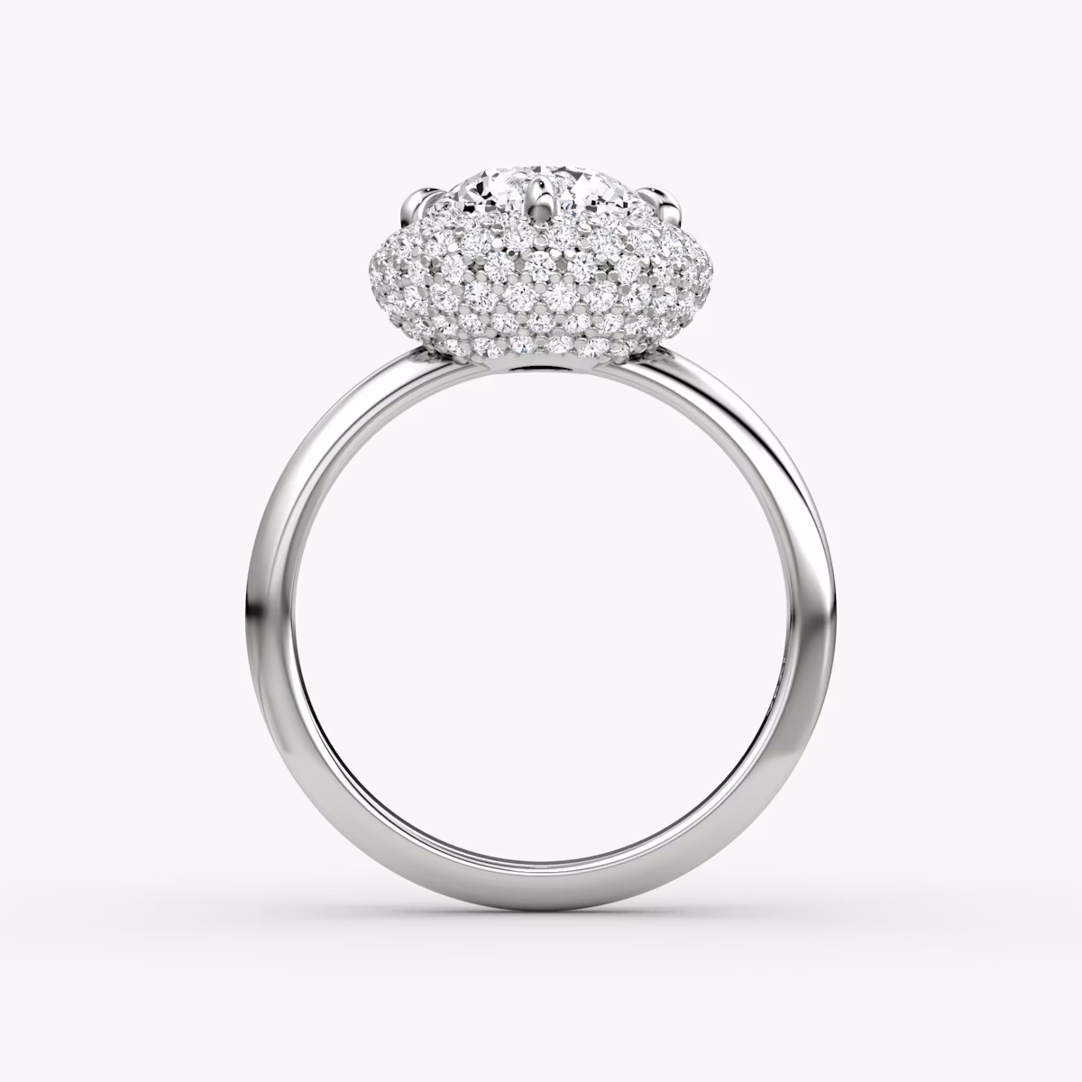 Anillo de compromiso Pavé Bombée | Brillante | 18k | Oro blanco | bandAccent: Simple | caratWeight: other | diamondOrientation: vertical