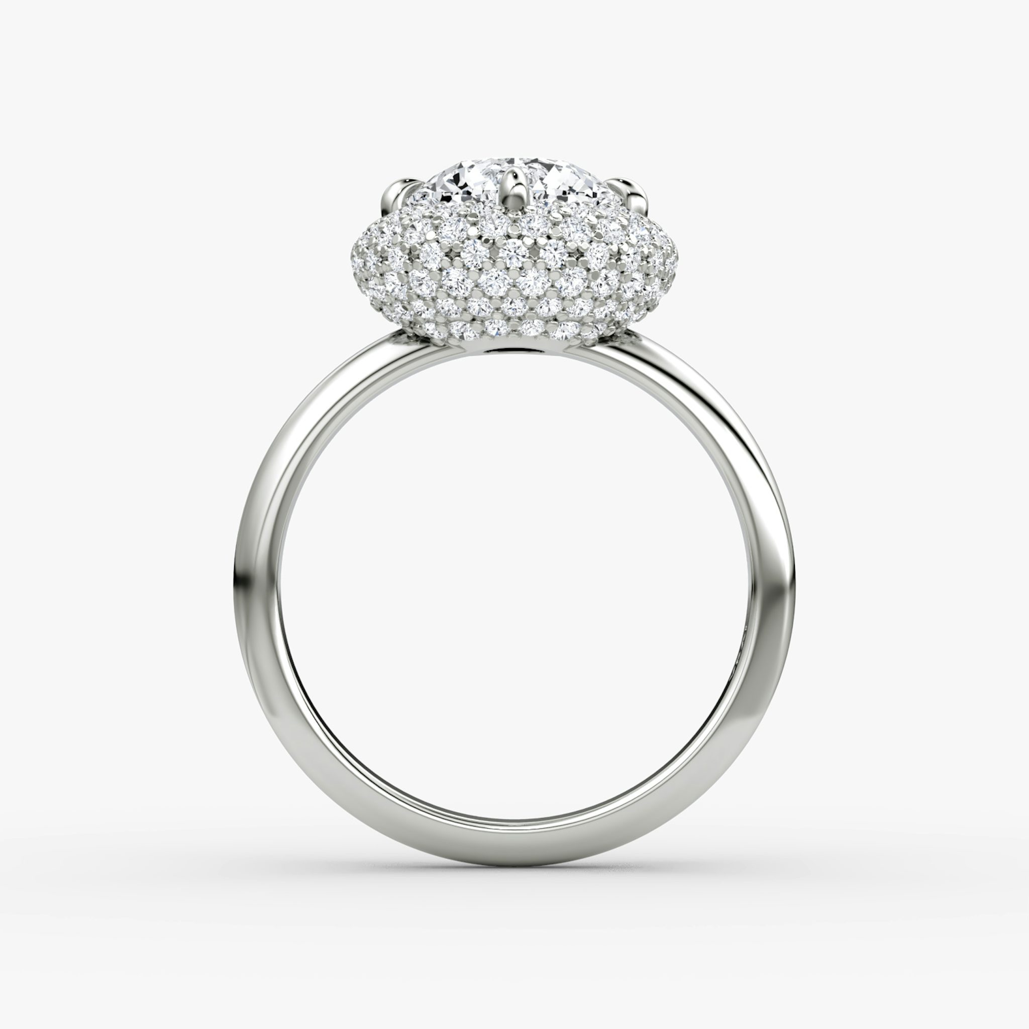 The Pavé Bombée | Round Brilliant | 18k | White Gold | bandAccent: Plain | caratWeight: other | diamondOrientation: vertical
