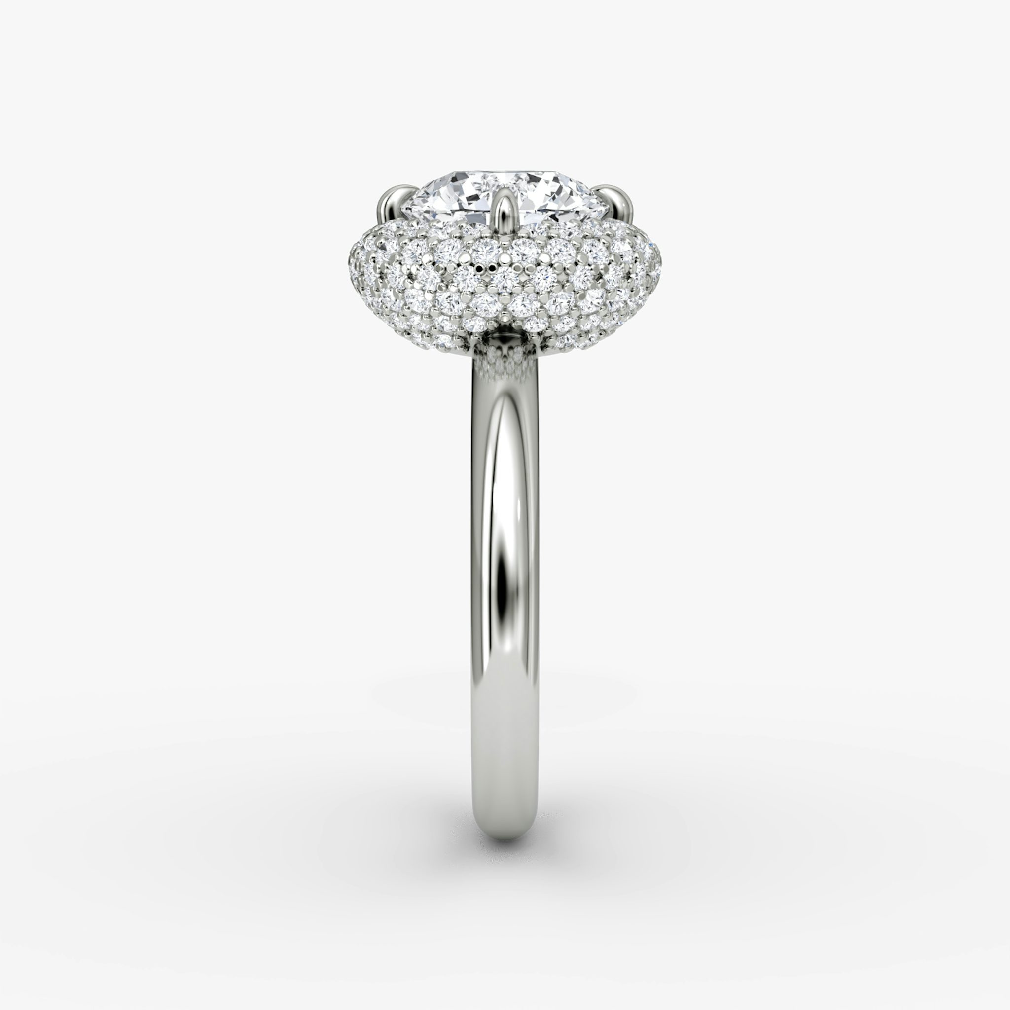 The Pavé Bombée | Round Brilliant | 18k | White Gold | bandAccent: Plain | caratWeight: other | diamondOrientation: vertical