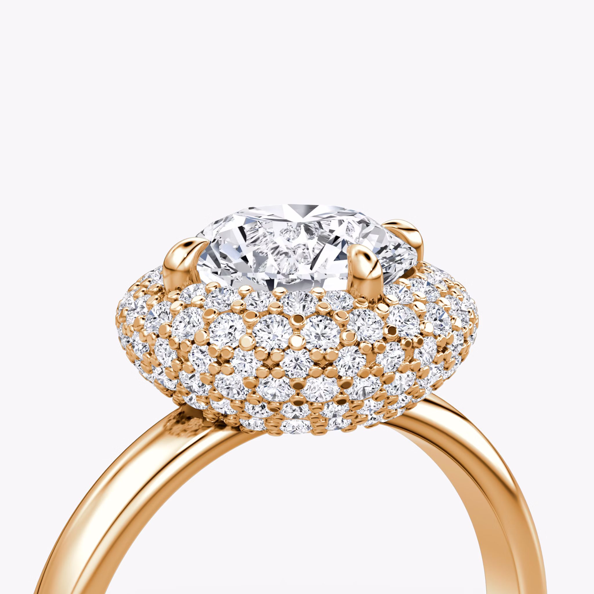 The Pavé Bombée | Round Brilliant | 14k | Rose Gold | bandAccent: Plain | caratWeight: other | diamondOrientation: vertical