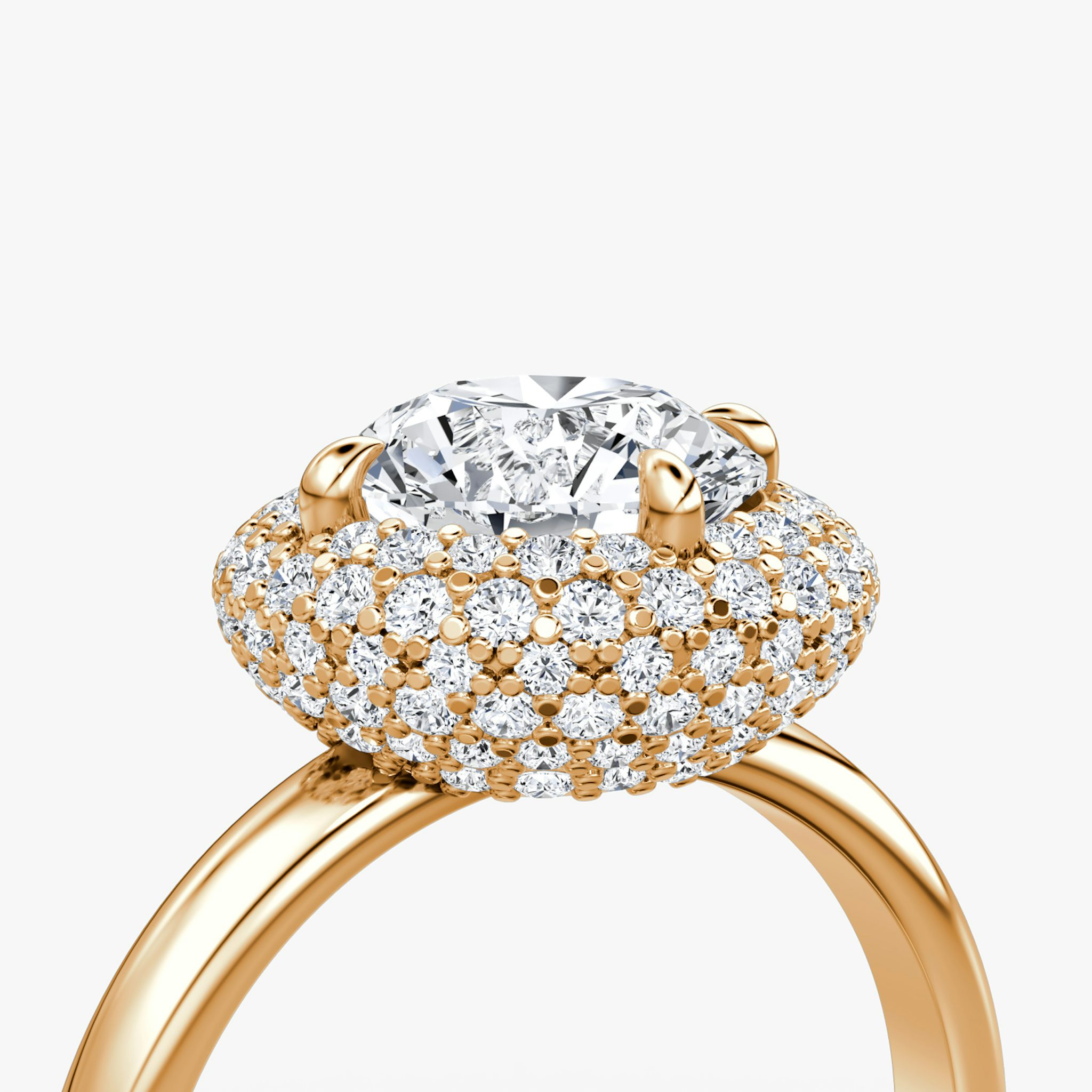 The Pavé Bombée | Round Brilliant | 14k | Rose Gold | bandAccent: Plain | caratWeight: other | diamondOrientation: vertical