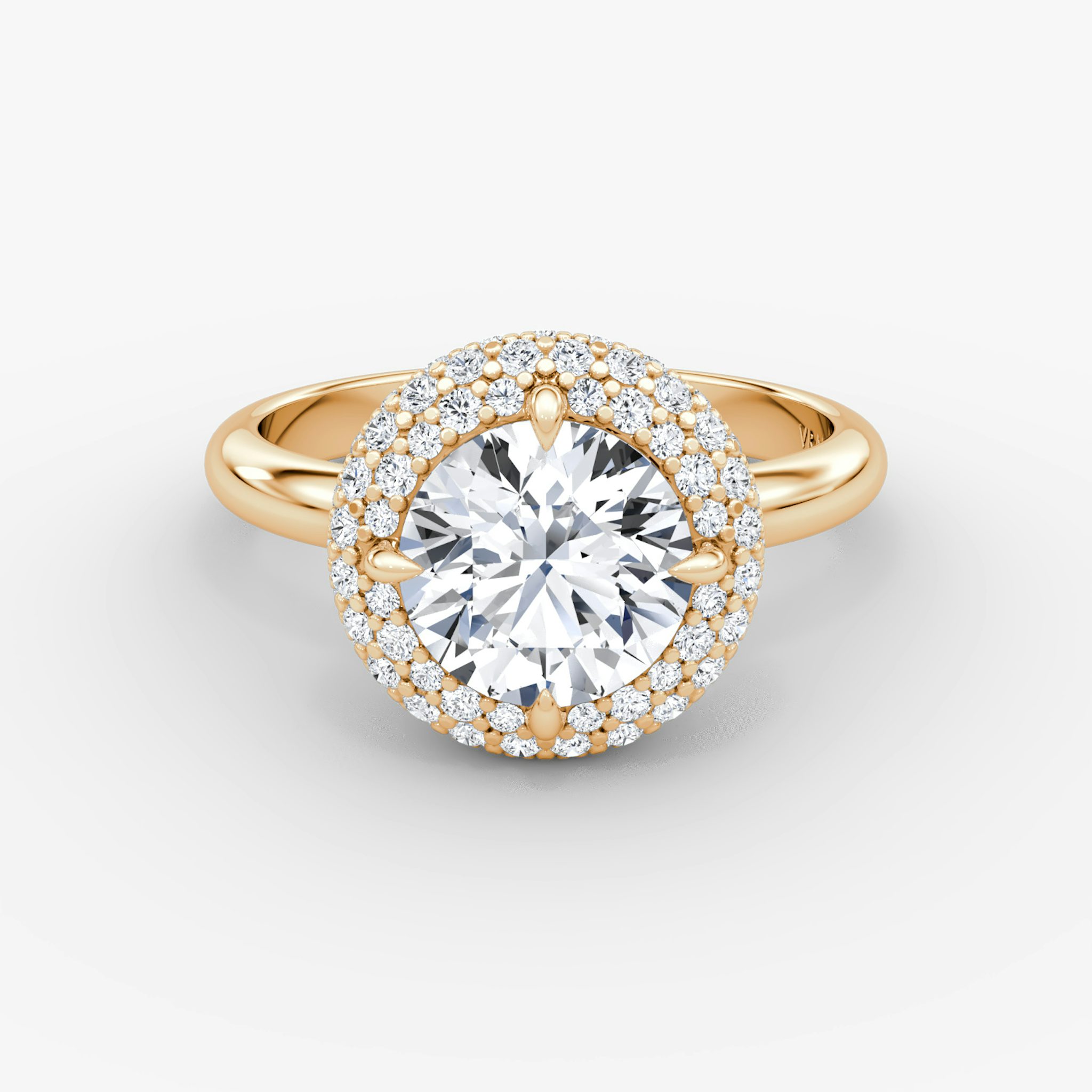 The Pavé Bombée | Round Brilliant | 14k | Rose Gold | bandAccent: Plain | caratWeight: other | diamondOrientation: vertical
